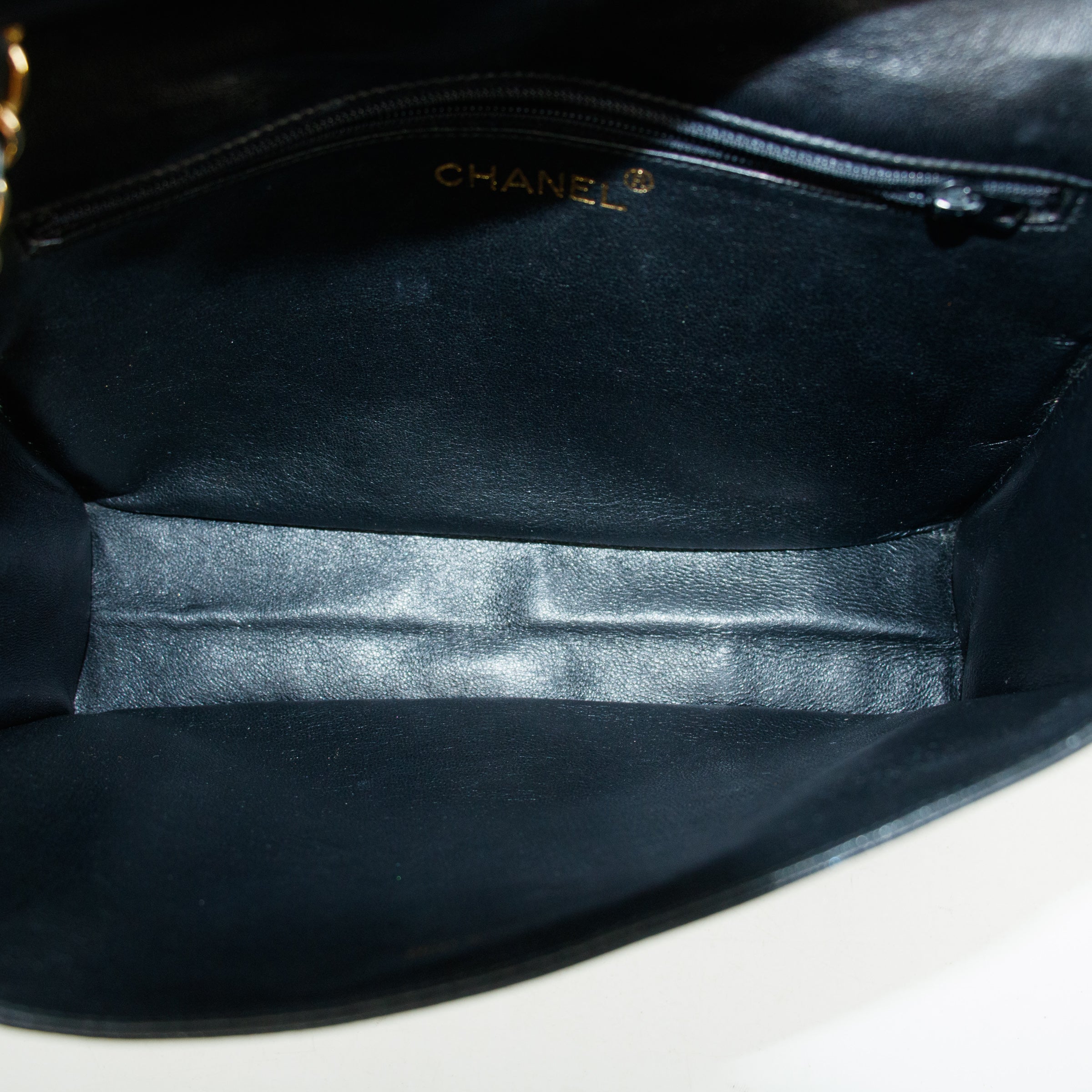 Chanel Black Lambskin Quilted Top Logo Shoulder Bag #4732