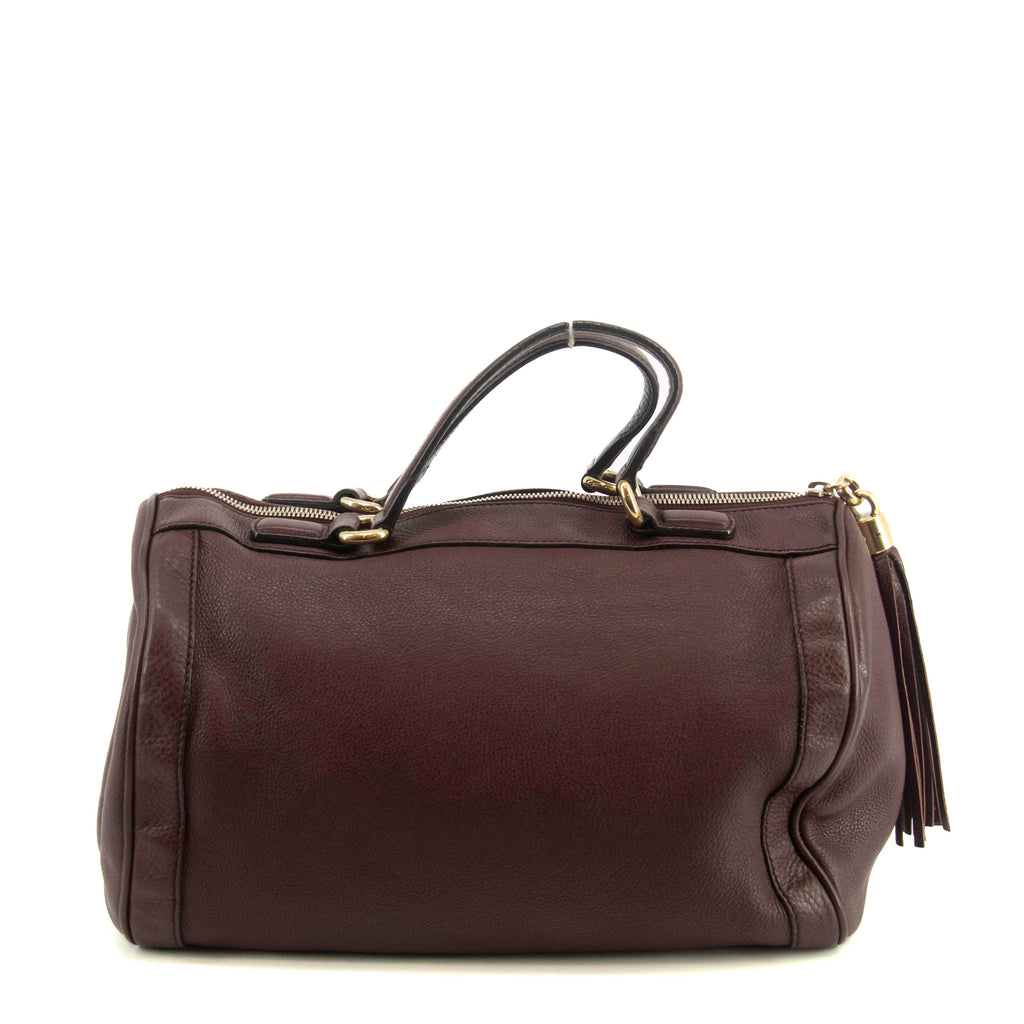 Gucci Burgundy Leather Tassel Soho Boston Bag #4736