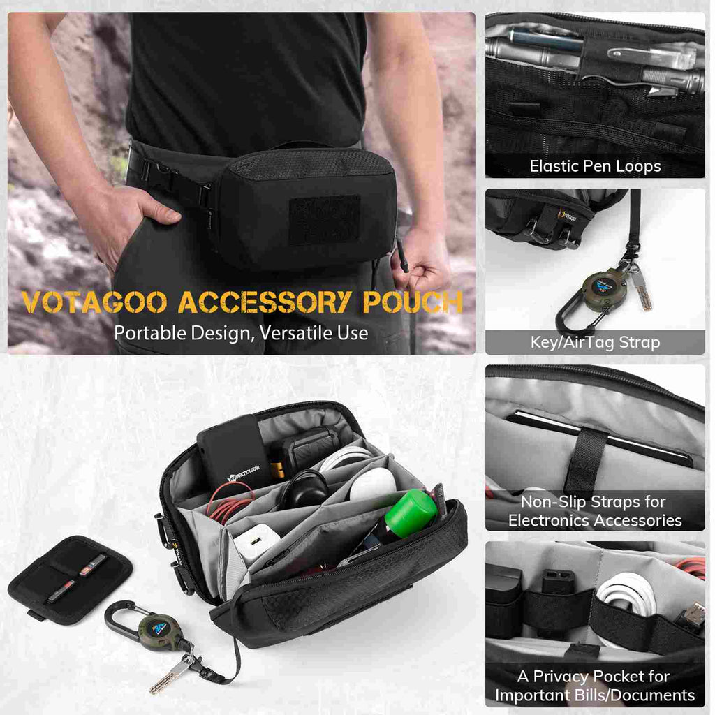 Votagoo Electronic Organizer Accessory Tech Pouch for MacBook Charger, Cord Organizer Travel Storage Bag