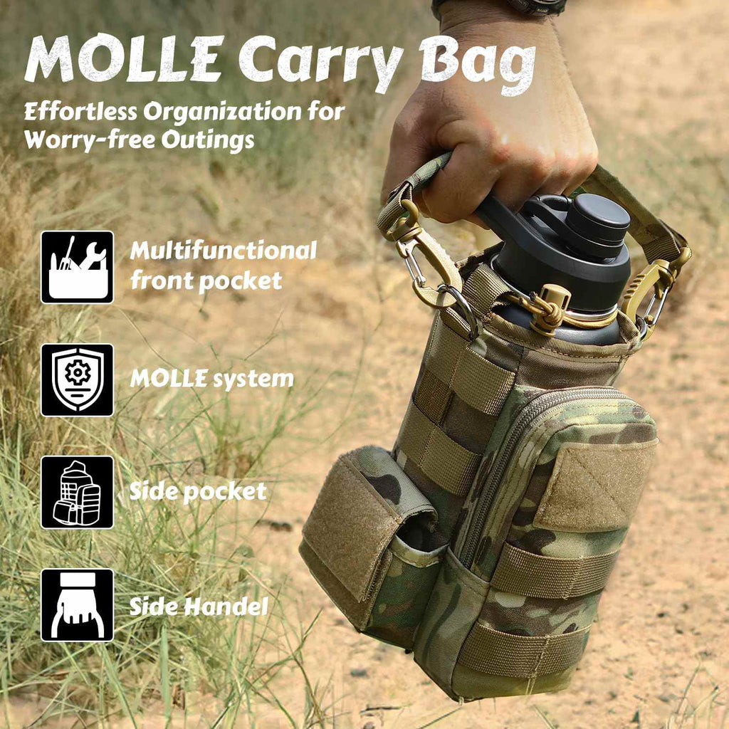 Votagoo 64Oz Half Gallon Stainless Steel Insulated Tactical Water Bottle with Metal Military Water Bottle Tactical Carrier Bag