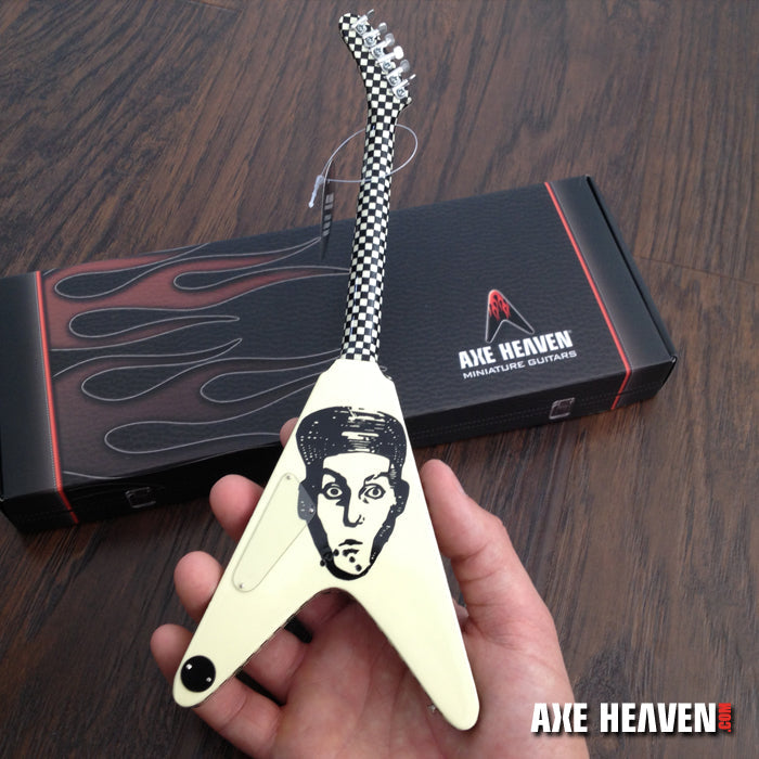 Officially Licensed RICK NIELSEN™ Checkered V Mini Guitar Replica Collectible