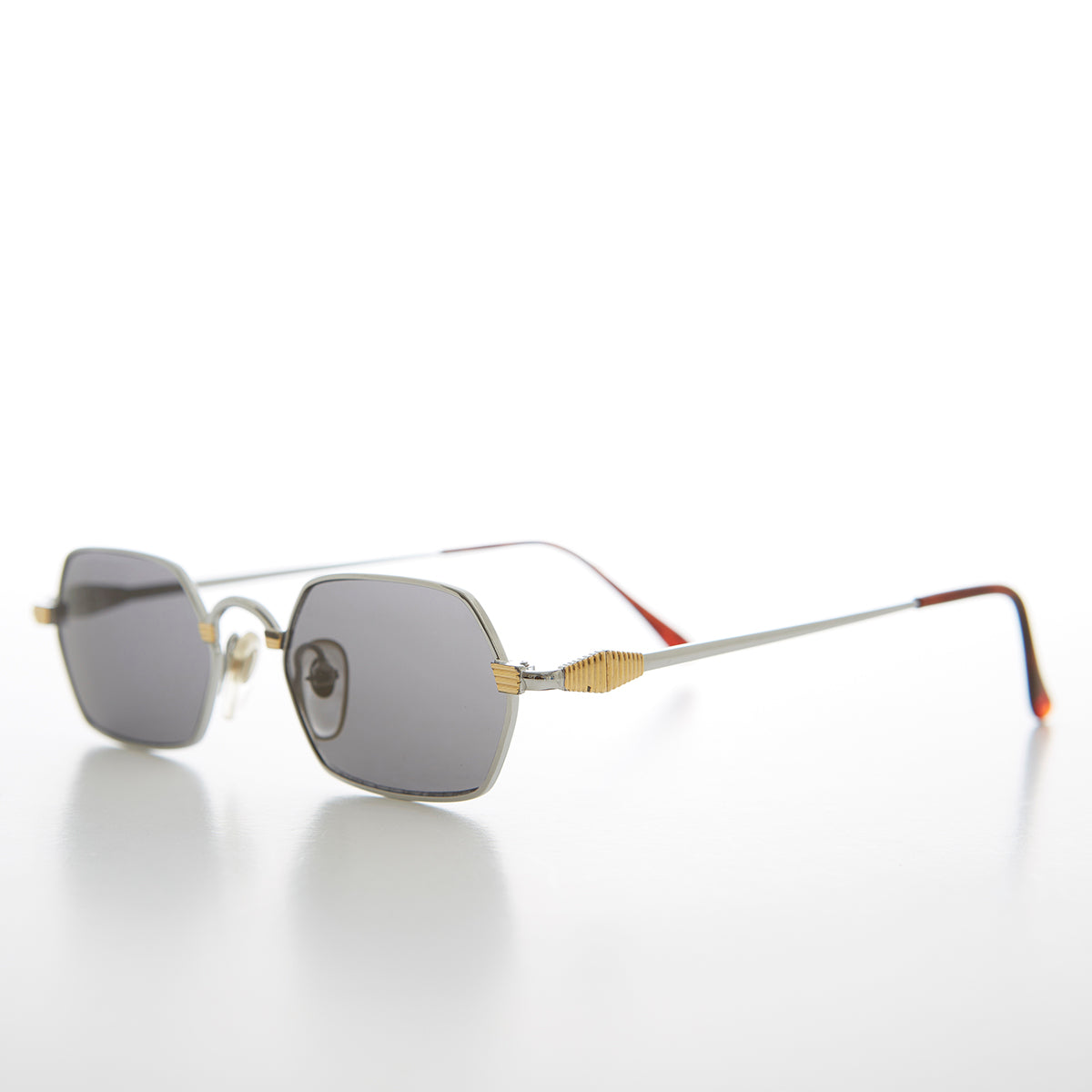 Gold Silver Hexagon Vintage Optical Quality Sunglass - Tempe