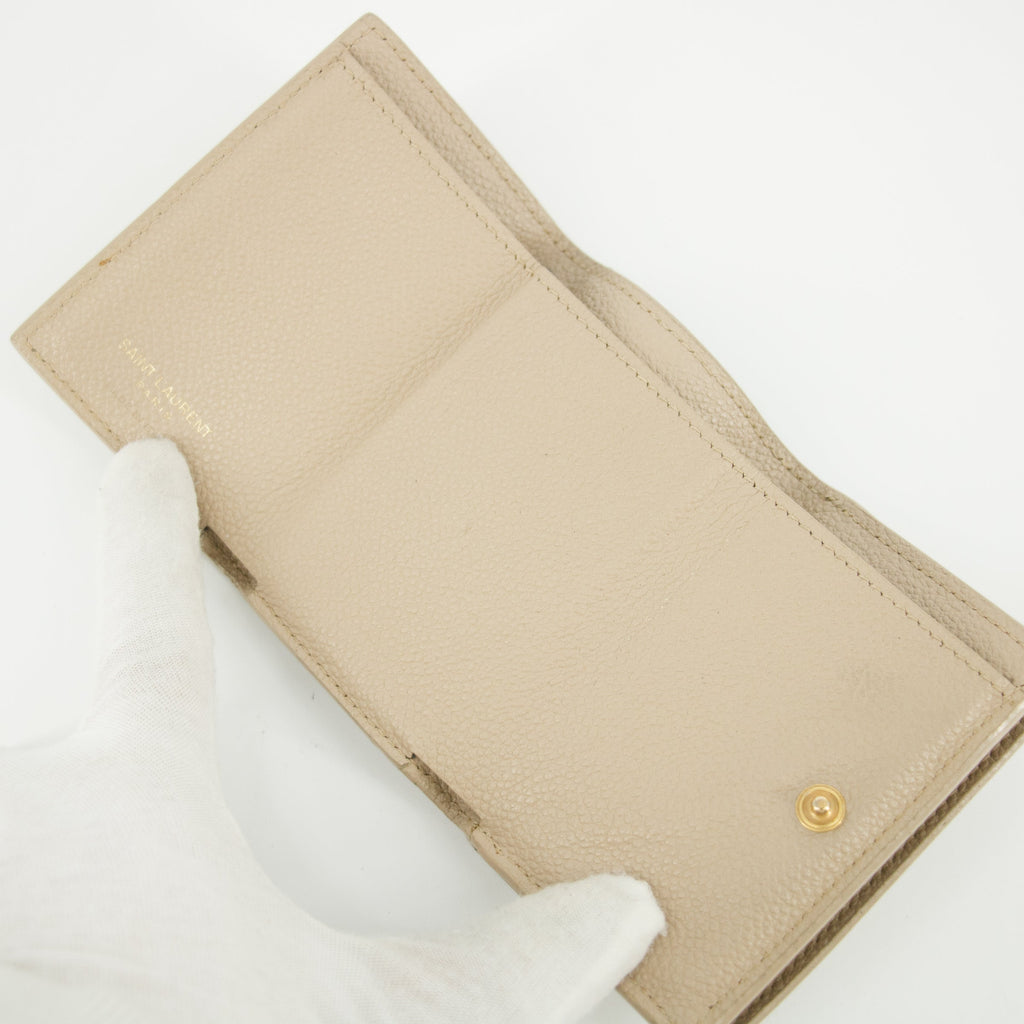 Yves Saint Laurent Beige Origami Compact Wallet #5203