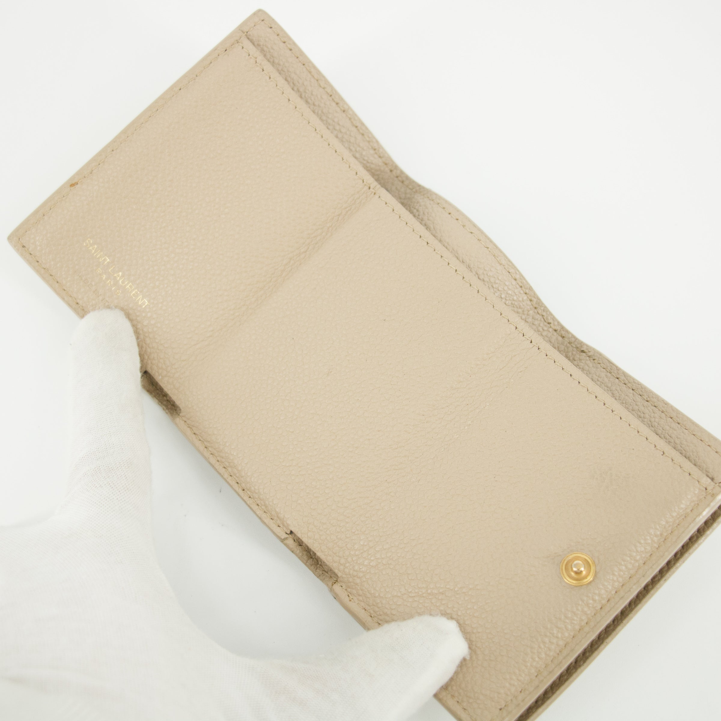 Yves Saint Laurent Beige Origami Compact Wallet #5203