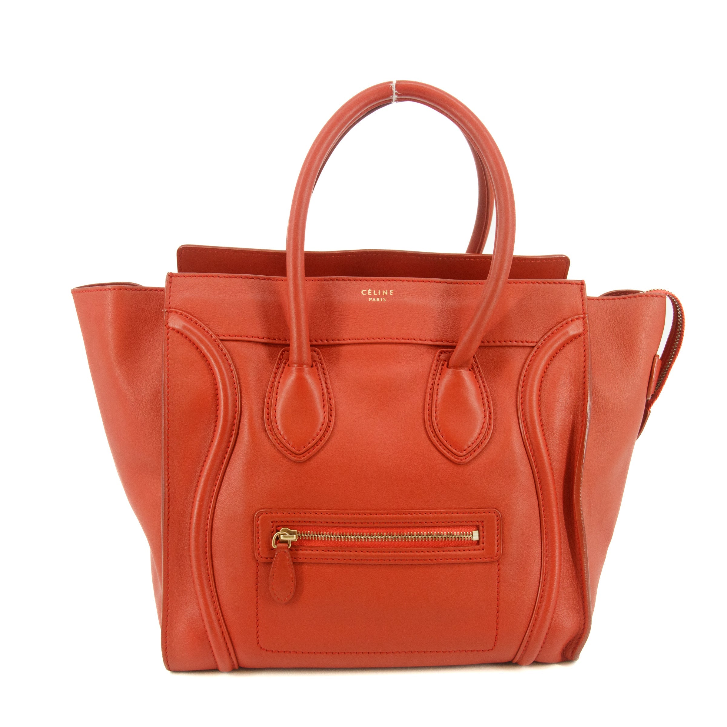 Celine Leather Red Luggage Micro Tote #5235