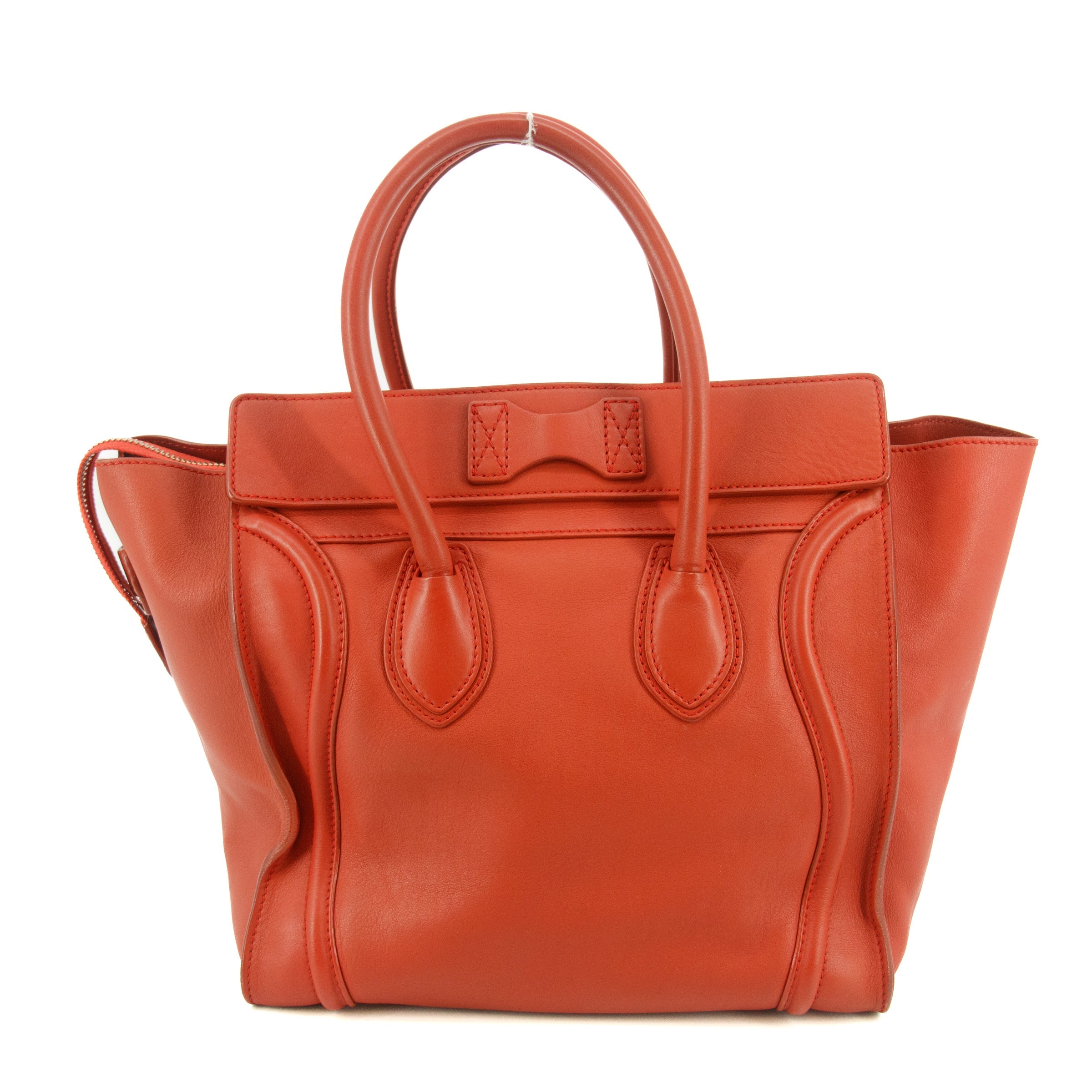 Celine Leather Red Luggage Micro Tote #5235