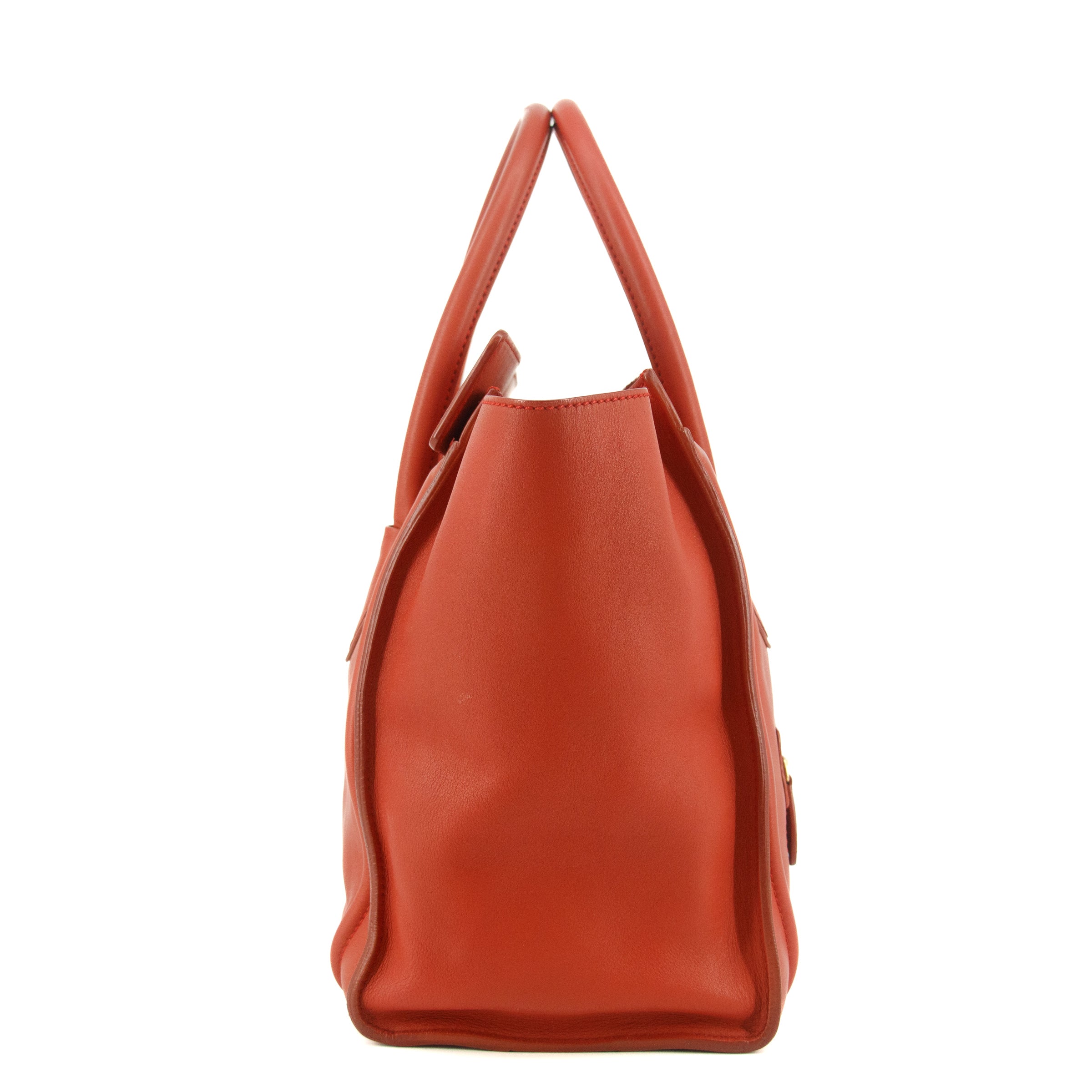 Celine Leather Red Luggage Micro Tote #5235