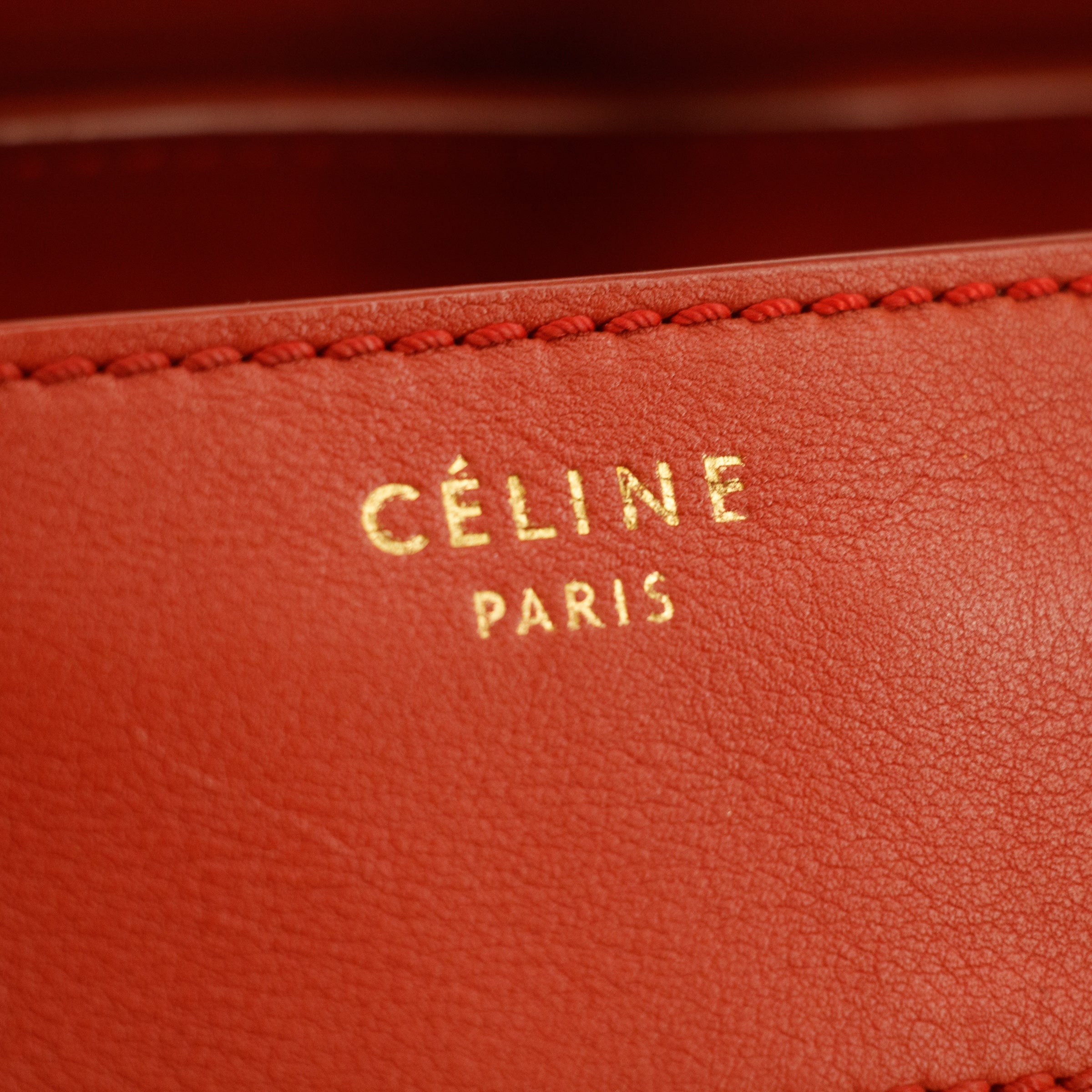 Celine Leather Red Luggage Micro Tote #5235