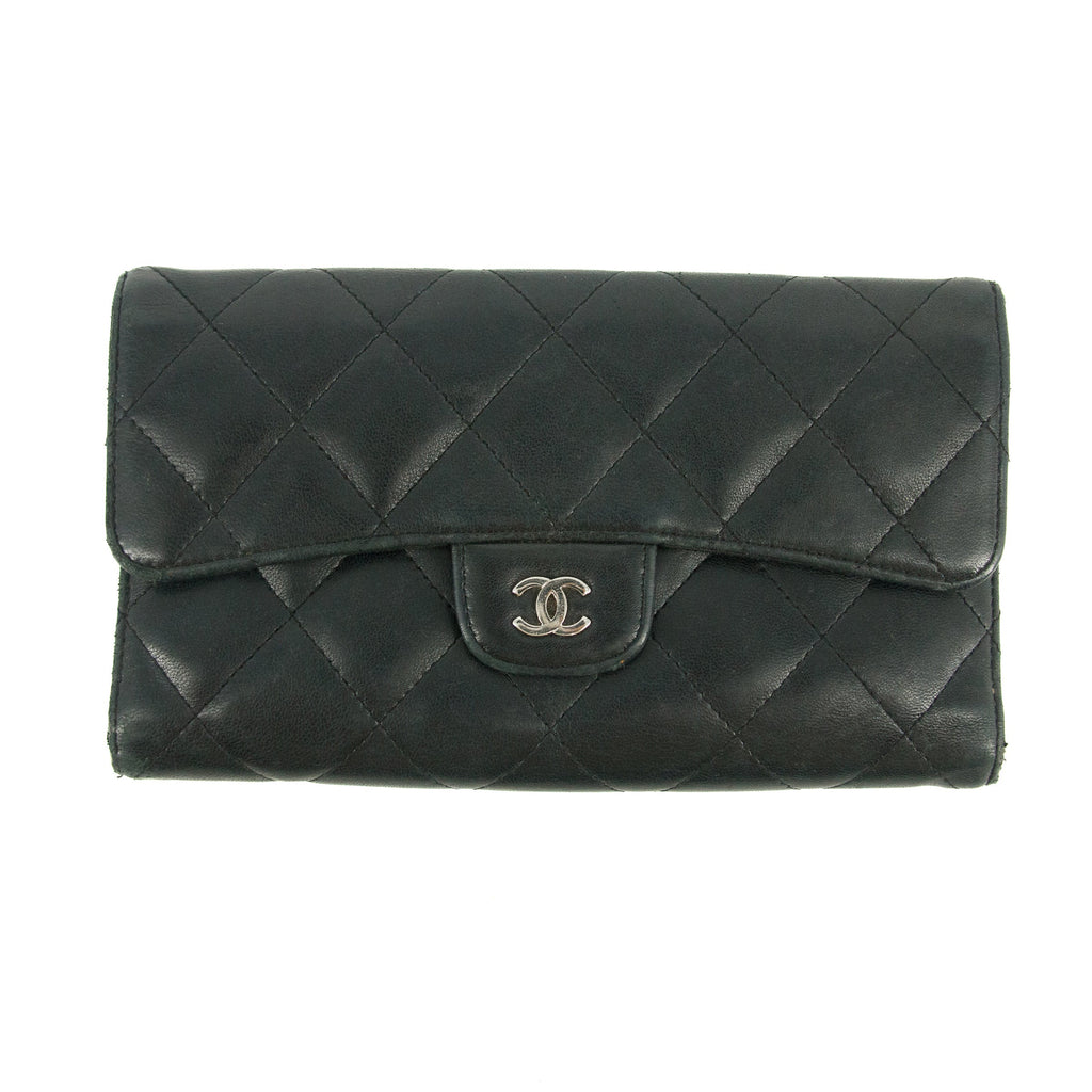 Chanel CC Matelasse Quilted Black Lambskin Wallet  #5759
