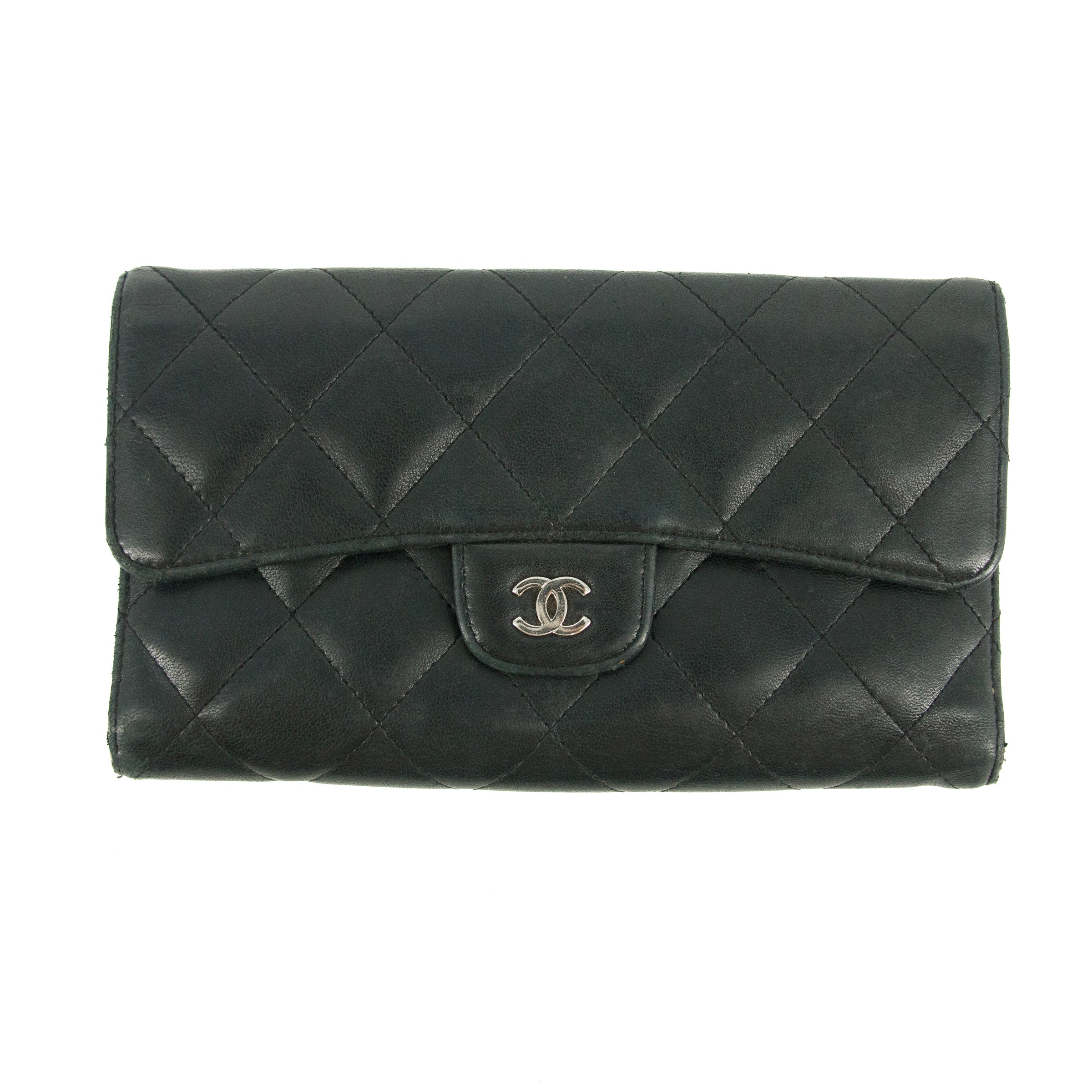 Chanel CC Matelasse Quilted Black Lambskin Wallet  #5759