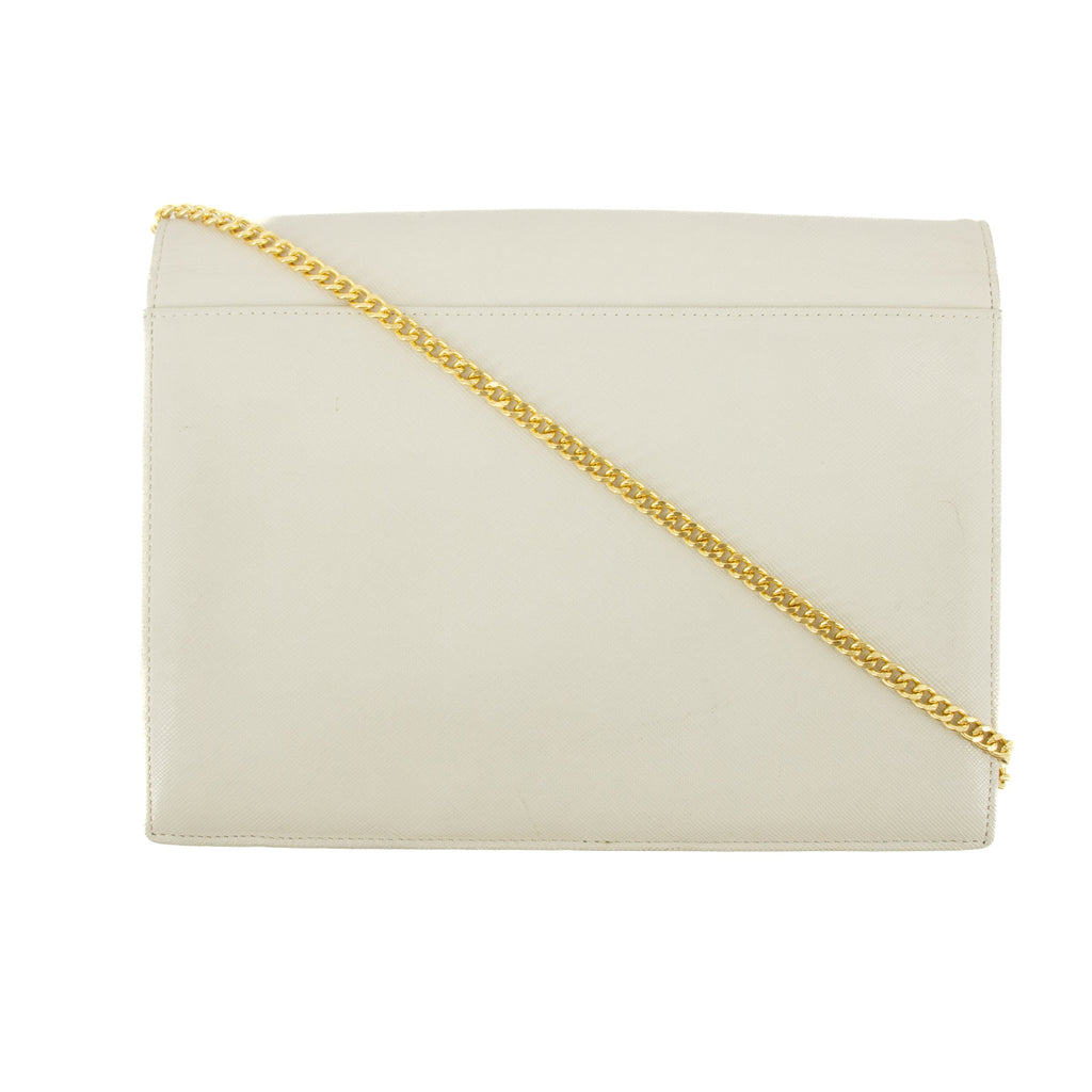 YSL Saint Laurent White x Blue Leather Shoulder Bag #5859