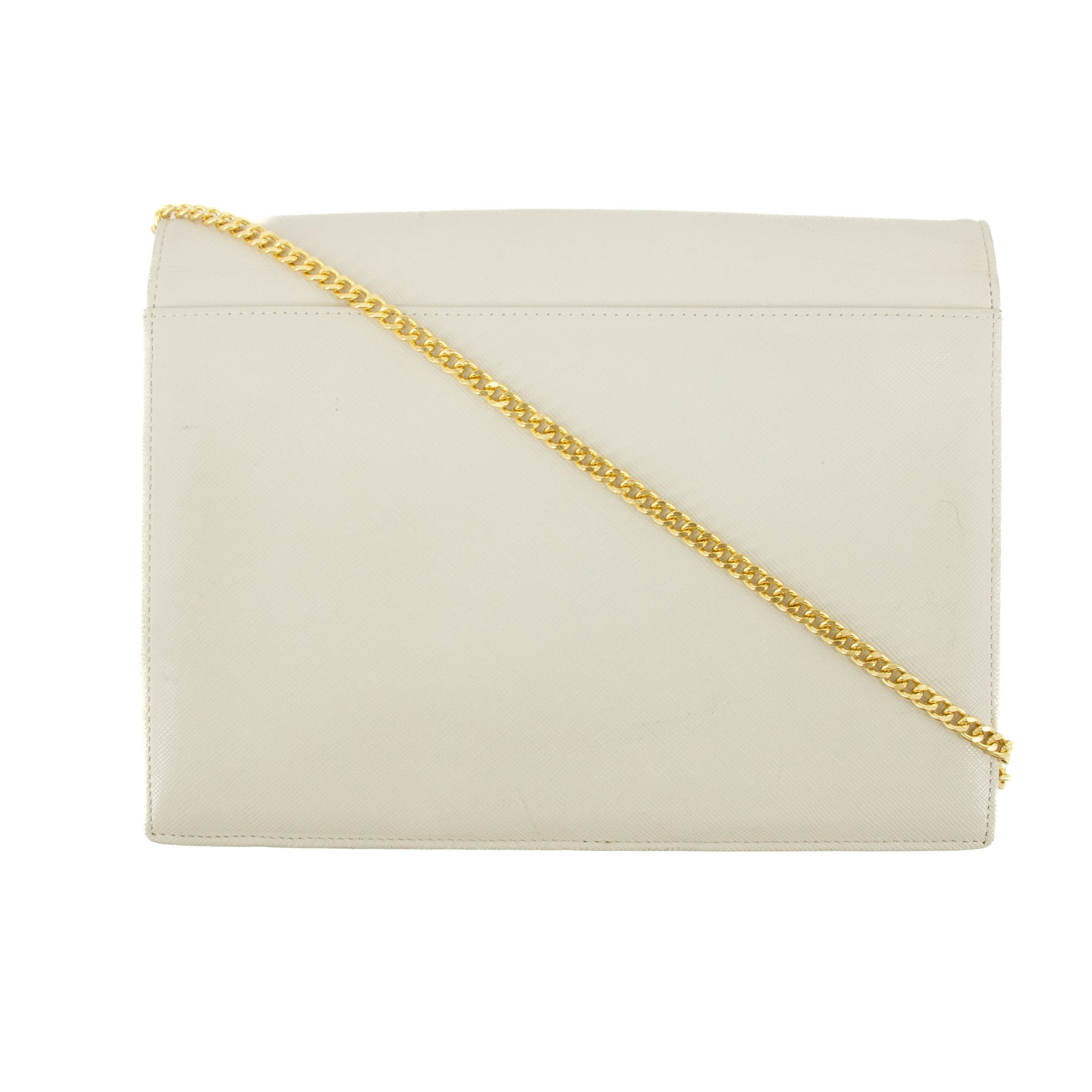 YSL Saint Laurent White x Blue Leather Shoulder Bag #5859