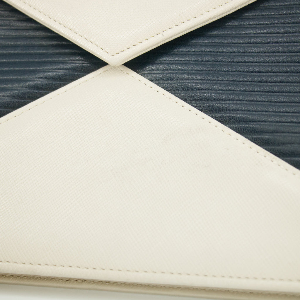 YSL Saint Laurent White x Blue Leather Shoulder Bag #5859