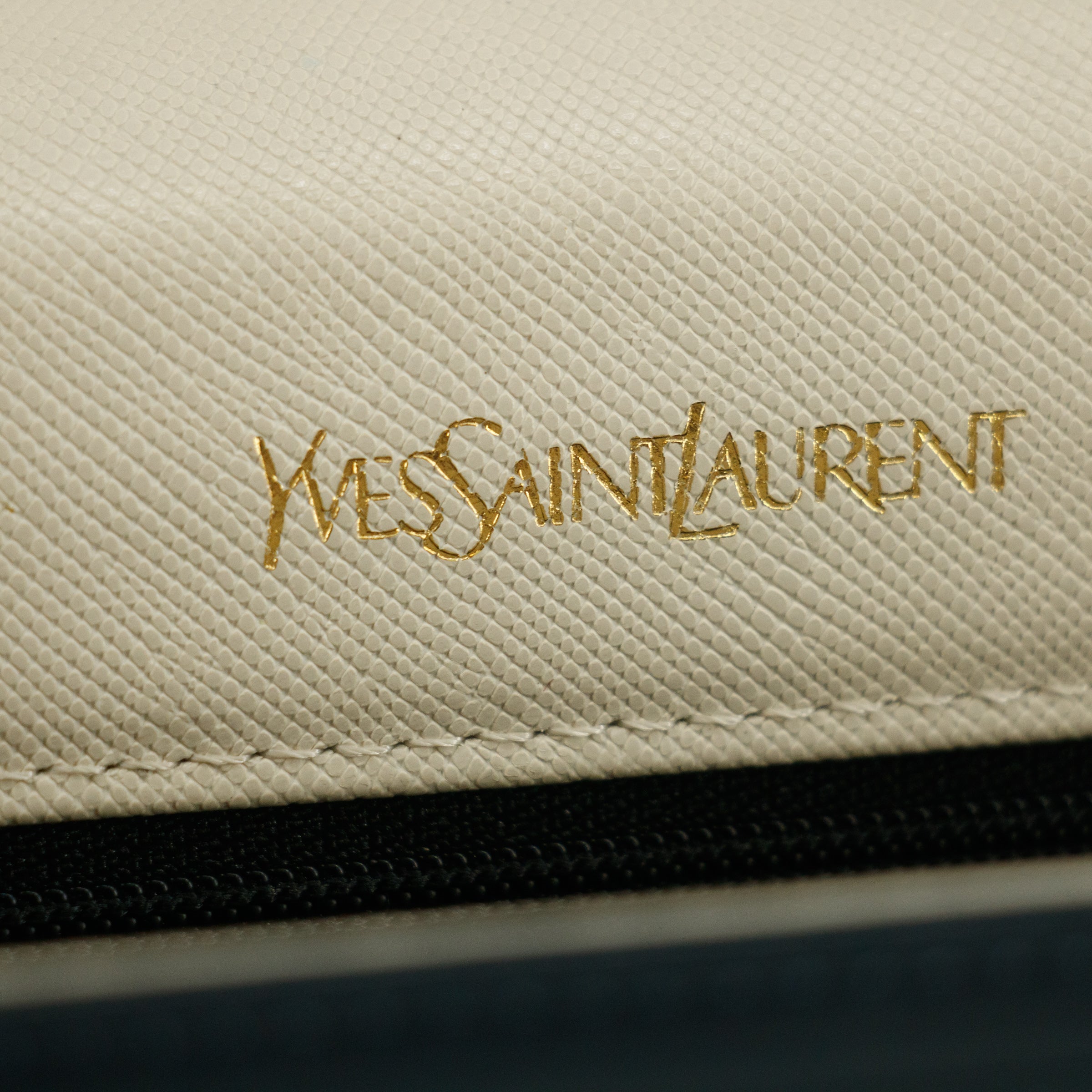 YSL Saint Laurent White x Blue Leather Shoulder Bag #5859