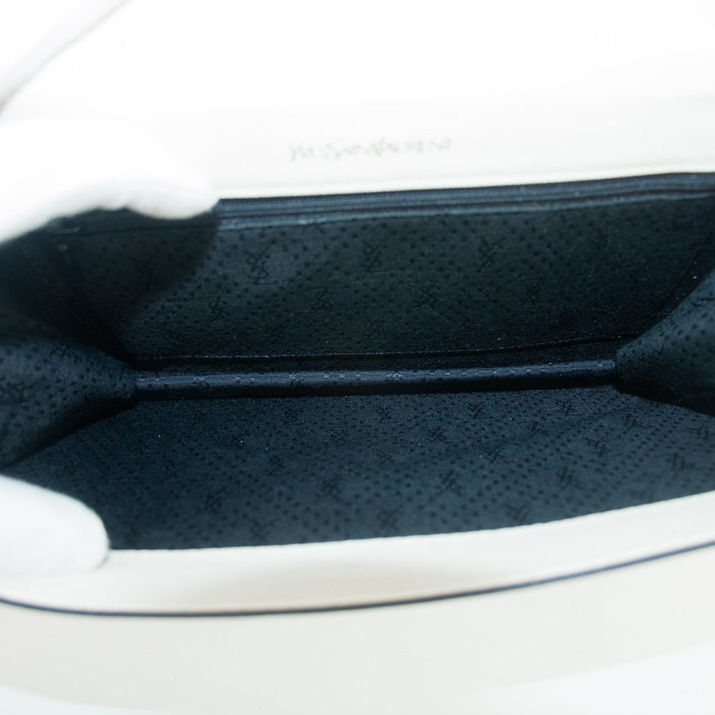 YSL Saint Laurent White x Blue Leather Shoulder Bag #5859