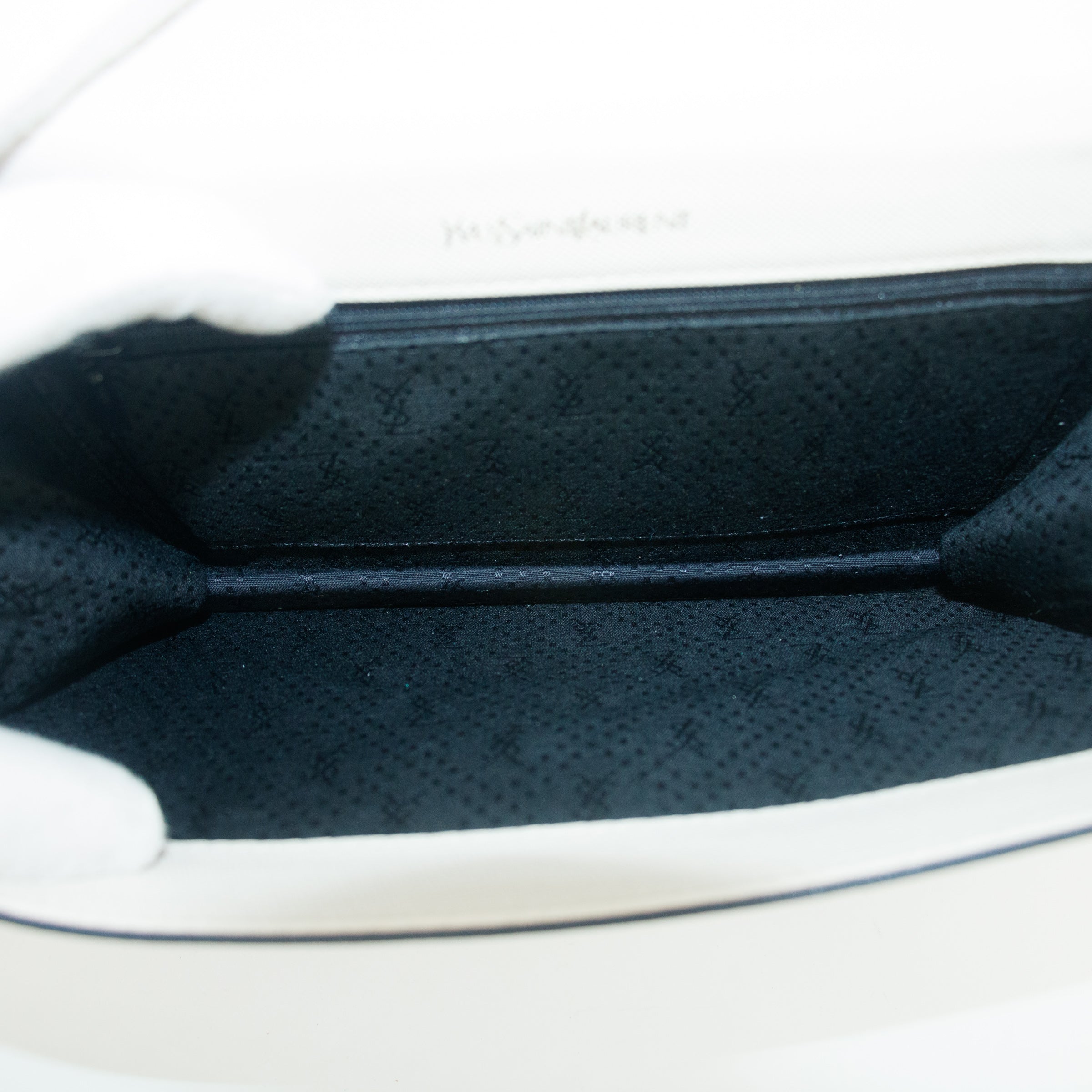 YSL Saint Laurent White x Blue Leather Shoulder Bag #5859