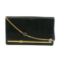 Christan Dior Black Leather Logo Chain Shoulder Bag #5872