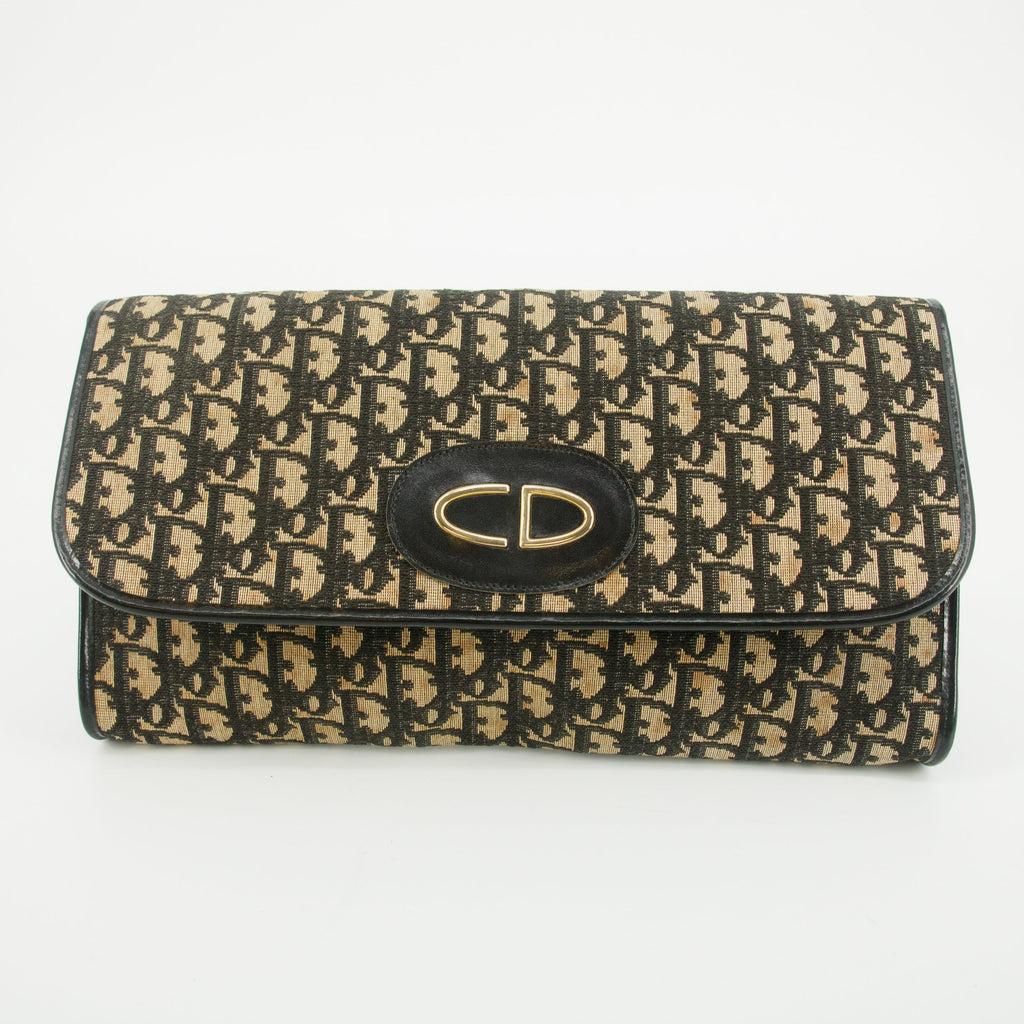 Christian Dior Monogram Canvas Navy Clutch #5873