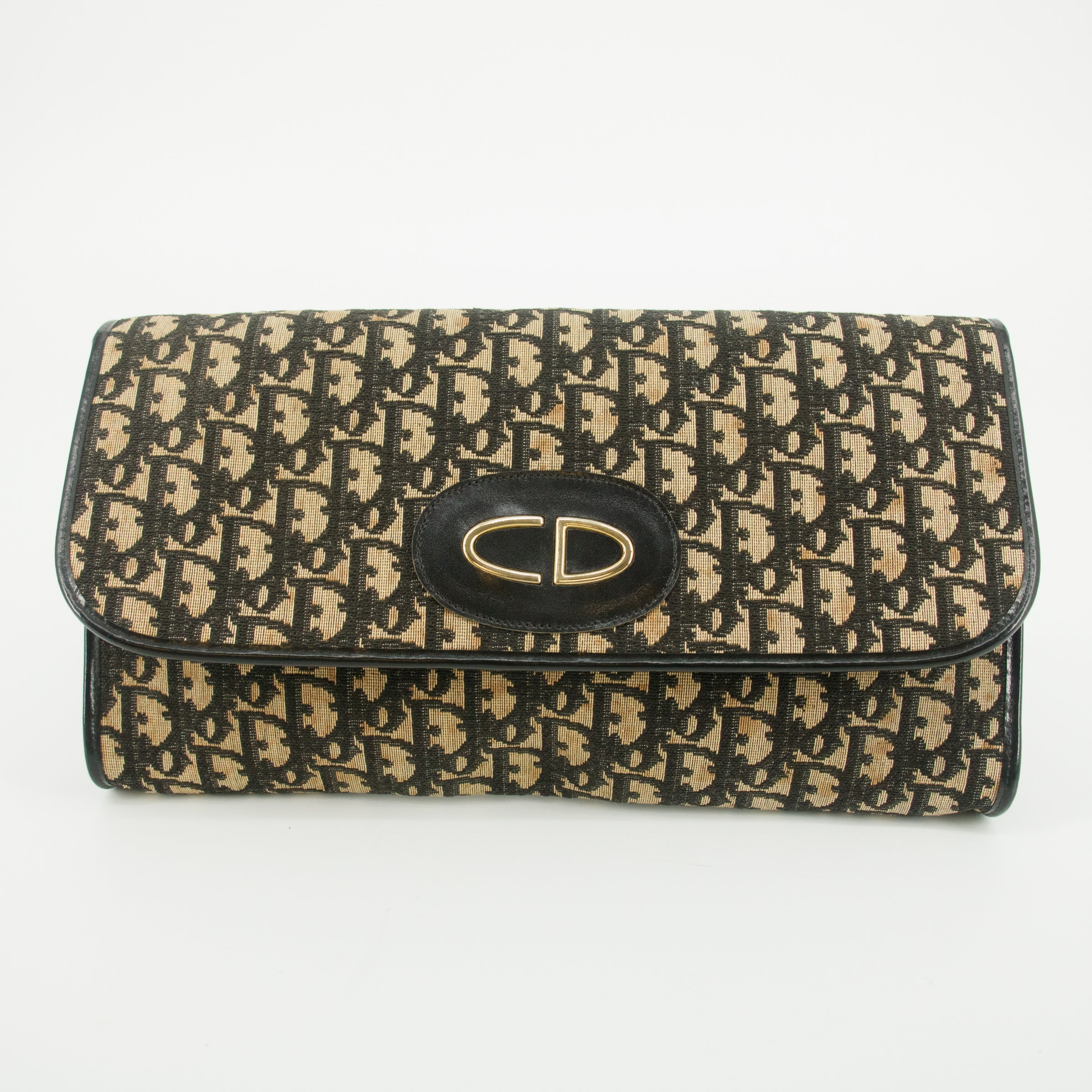 Christian Dior Monogram Canvas Navy Clutch #5873