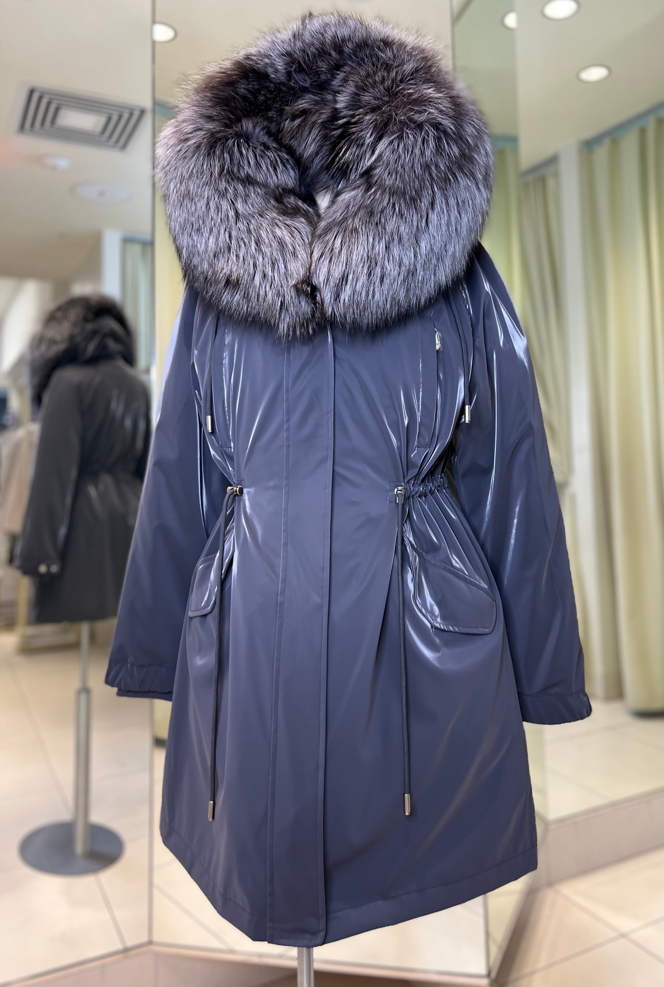 Genuine Silver Fox Fully Lined Hood Rabbit Insulated Parka