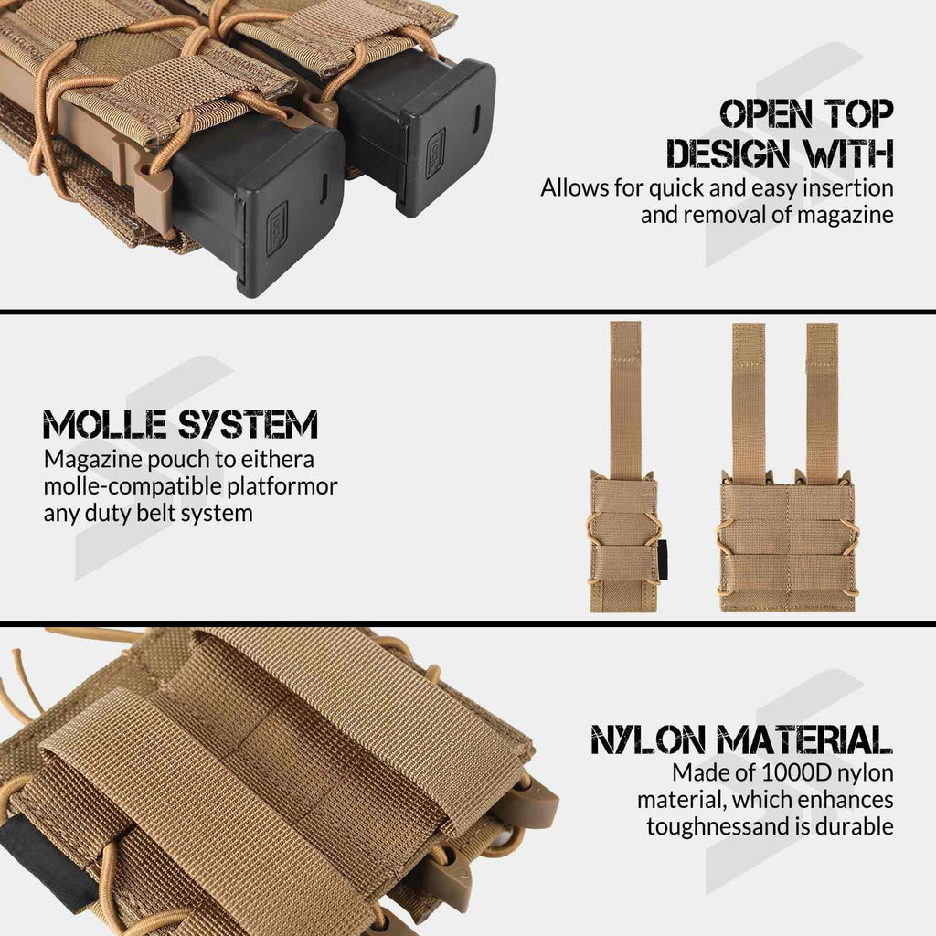Votagoo Molle Mag Pouch 9mm/.40 Caliber Single/Dual Stack Adjustable Mag Pouch