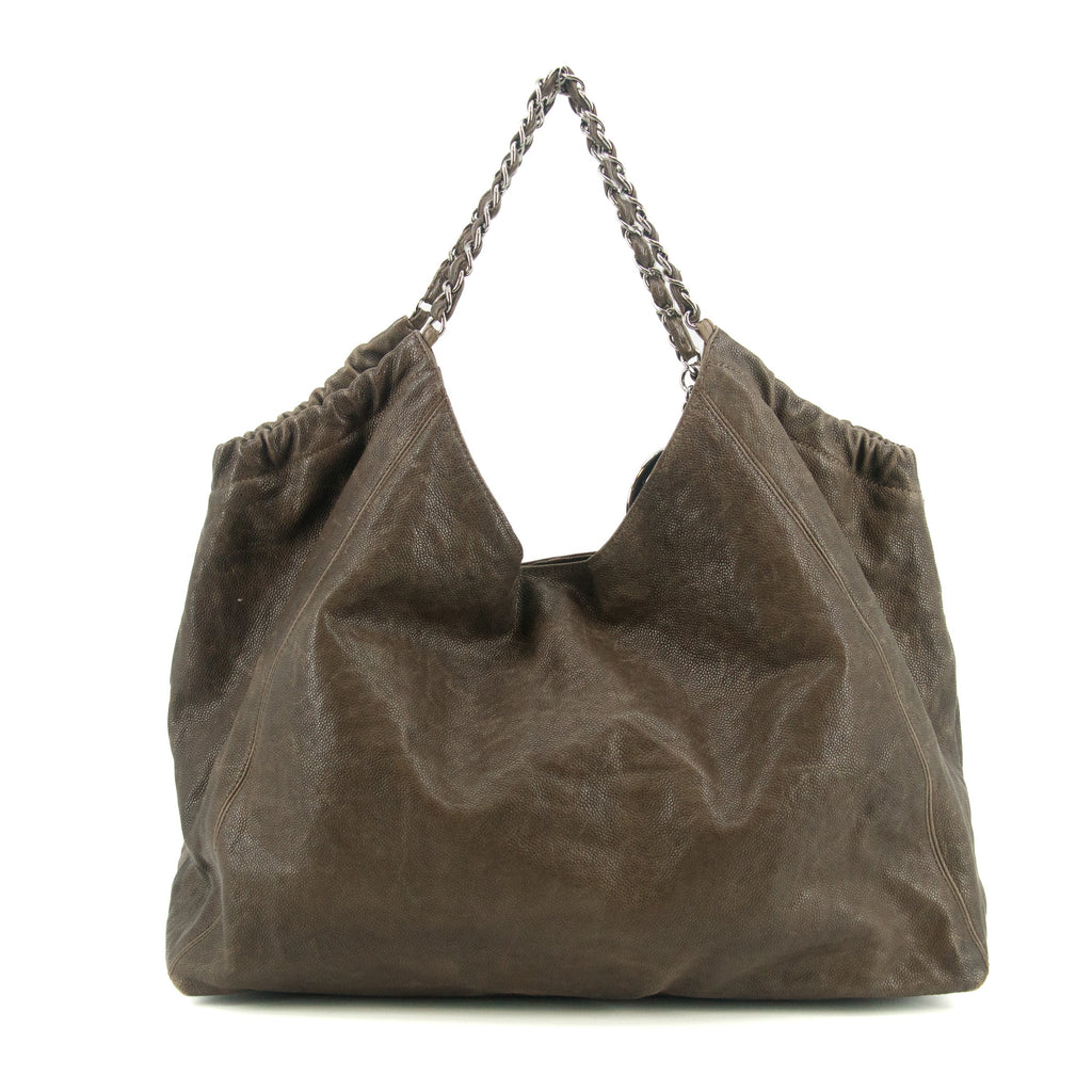 Chanel Brown Caviar Skin CC Chain Shoulder Bag Large #6045