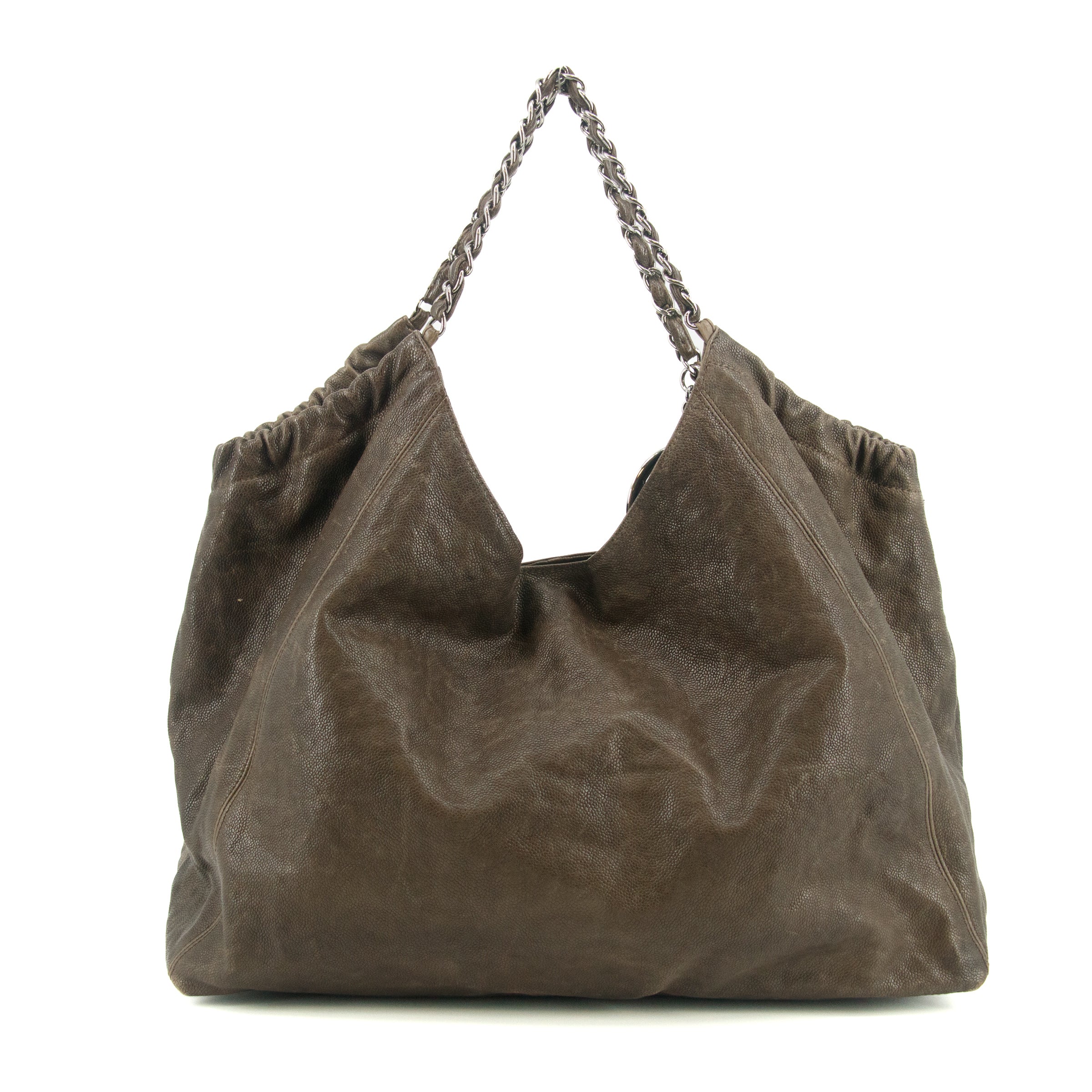 Chanel Brown Caviar Skin CC Chain Shoulder Bag Large #6045