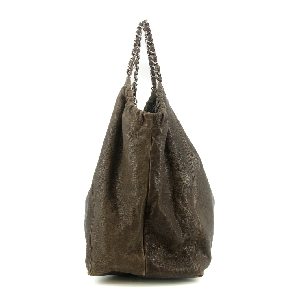 Chanel Brown Caviar Skin CC Chain Shoulder Bag Large #6045