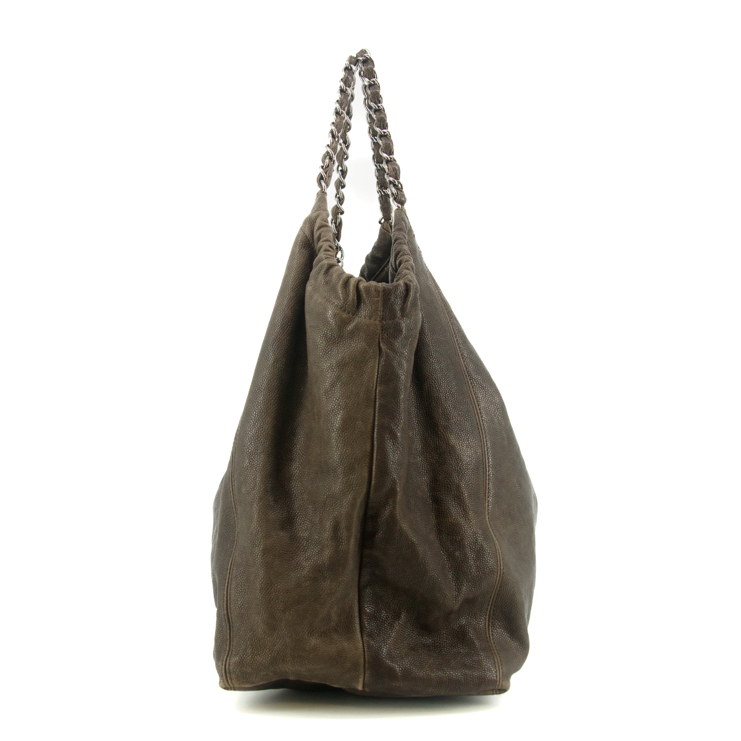 Chanel Brown Caviar Skin CC Chain Shoulder Bag Large #6045