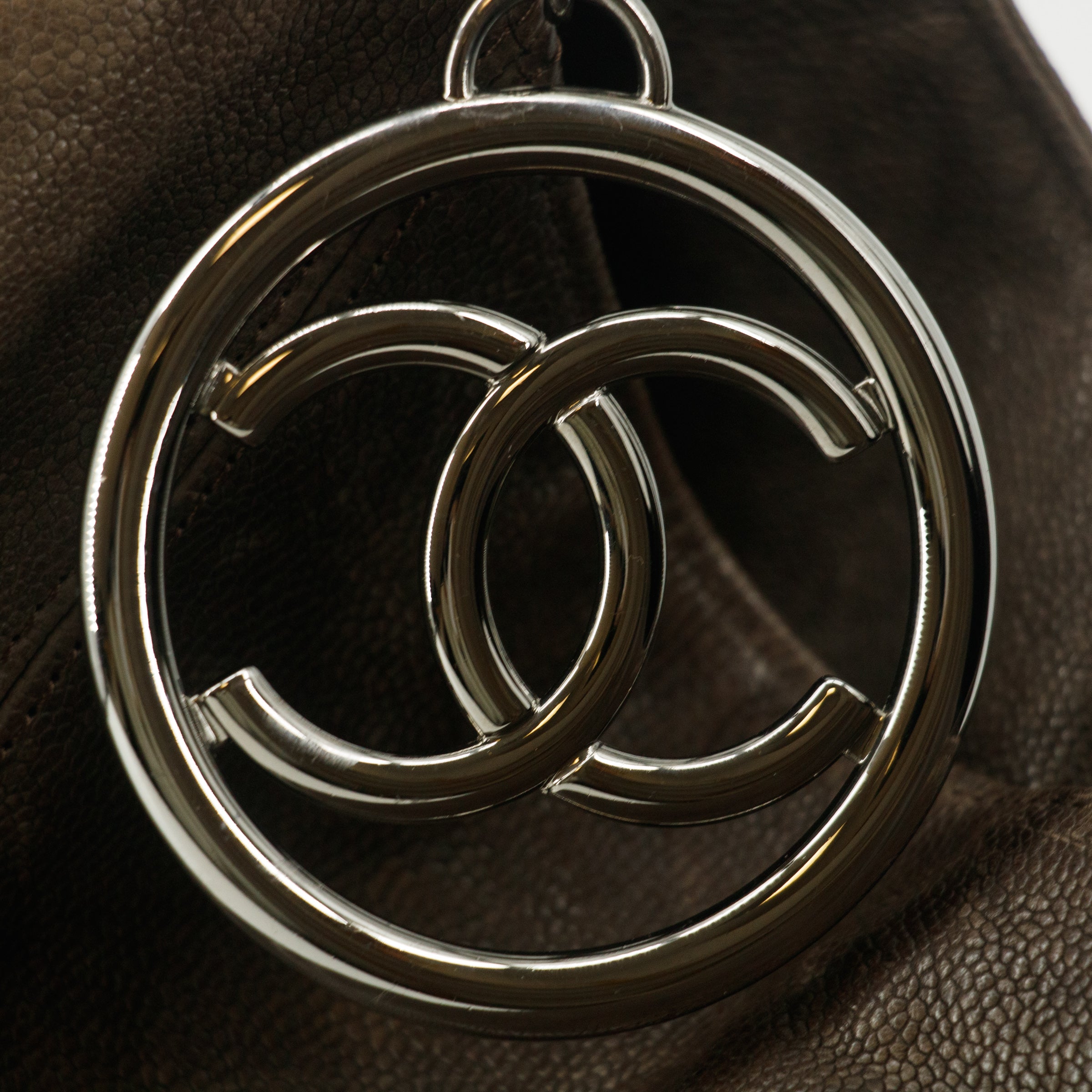 Chanel Brown Caviar Skin CC Chain Shoulder Bag Large #6045