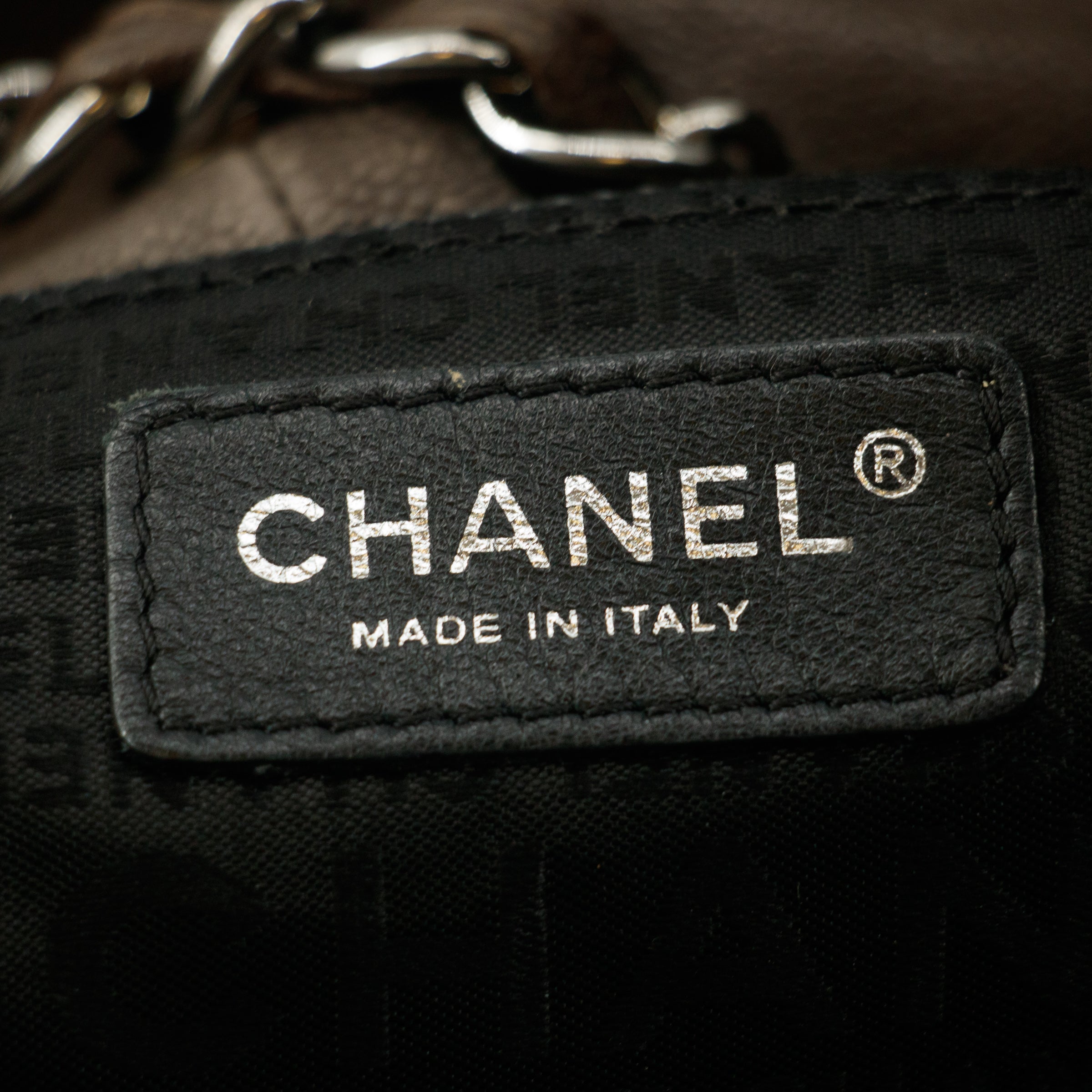 Chanel Brown Caviar Skin CC Chain Shoulder Bag Large #6045