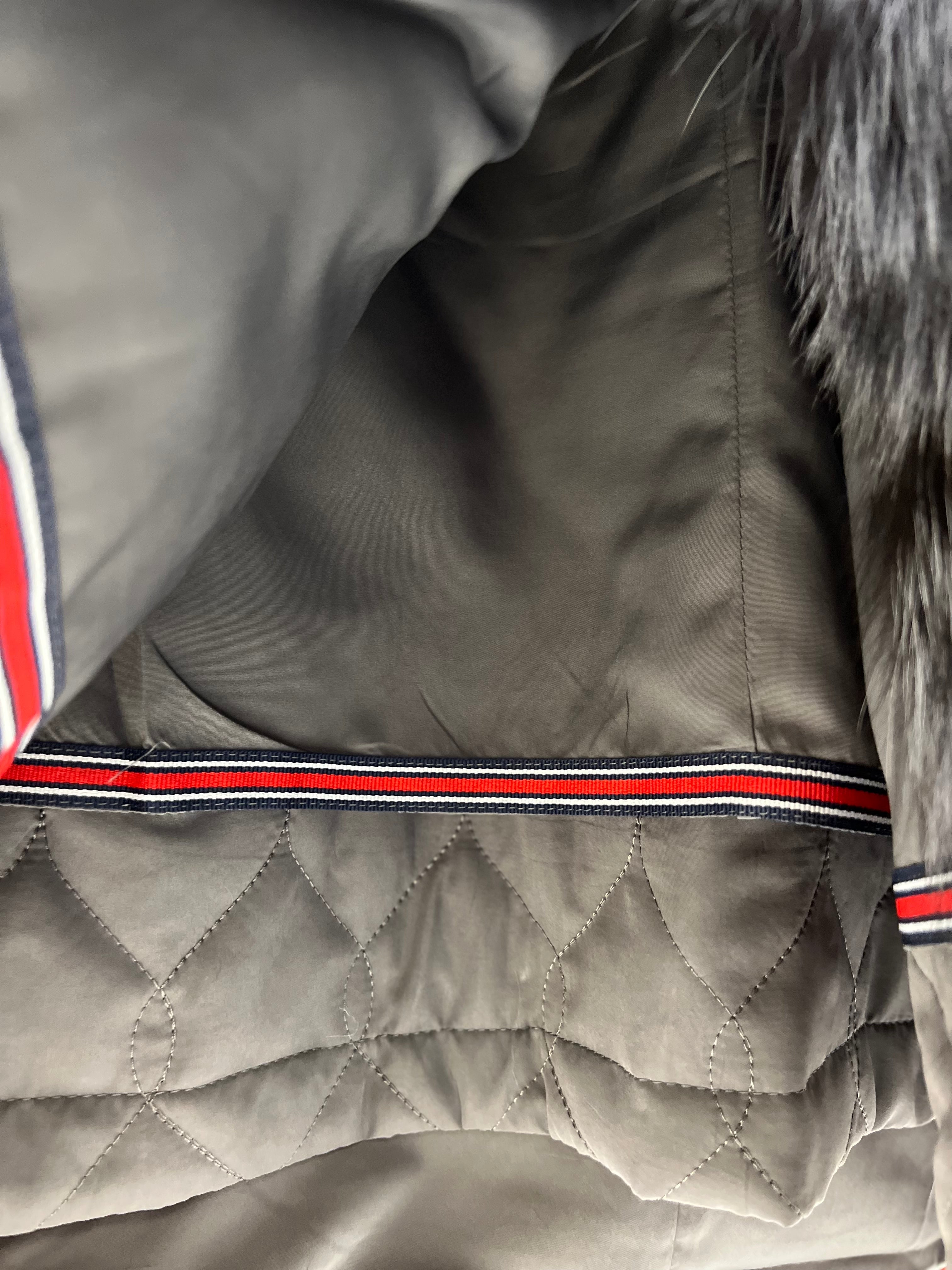 Roma Genuine Silver Fox Fur Rabbit Fur Insulated Parka in Red