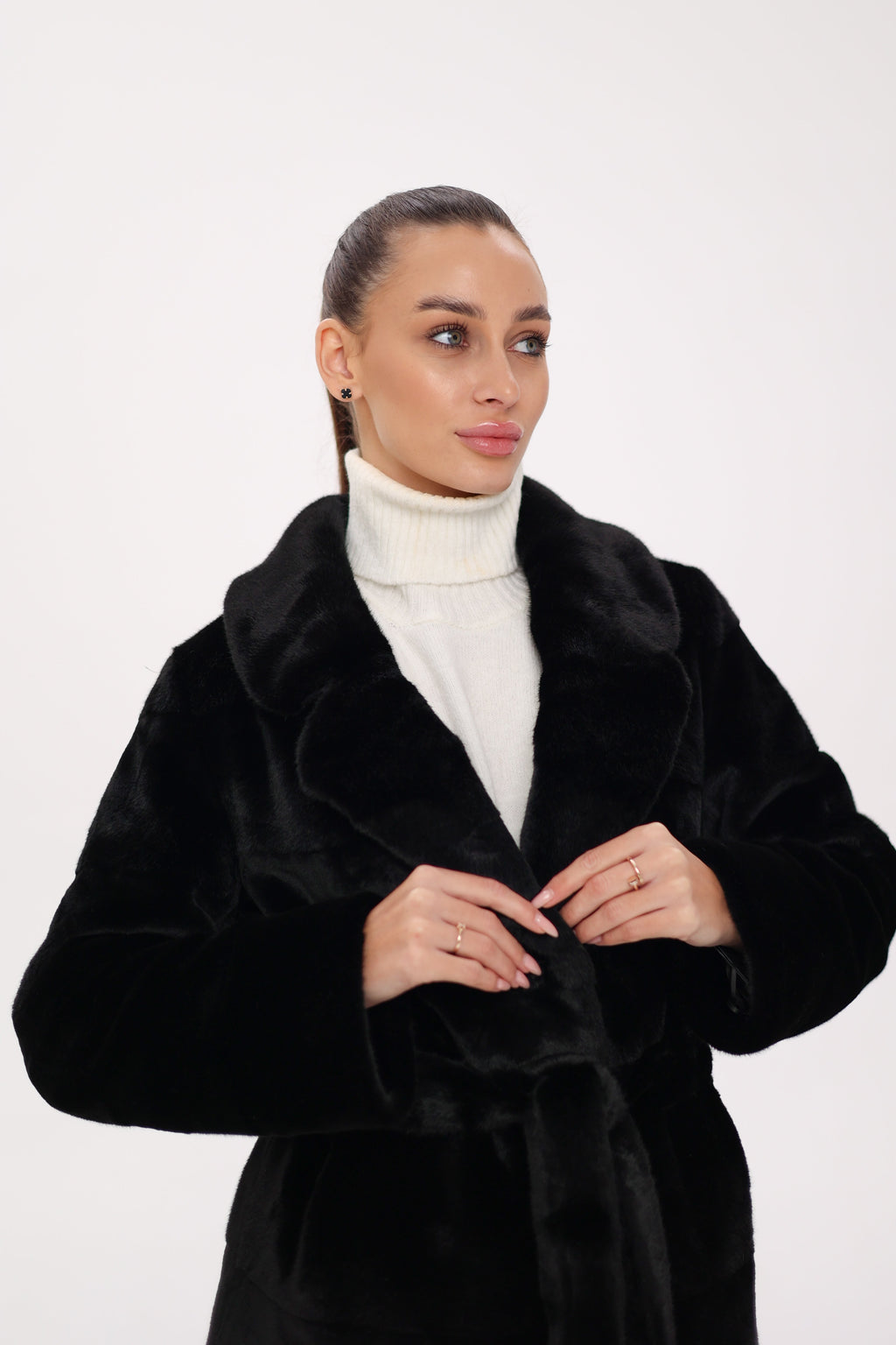 Faux Mink Effect Fur Coat