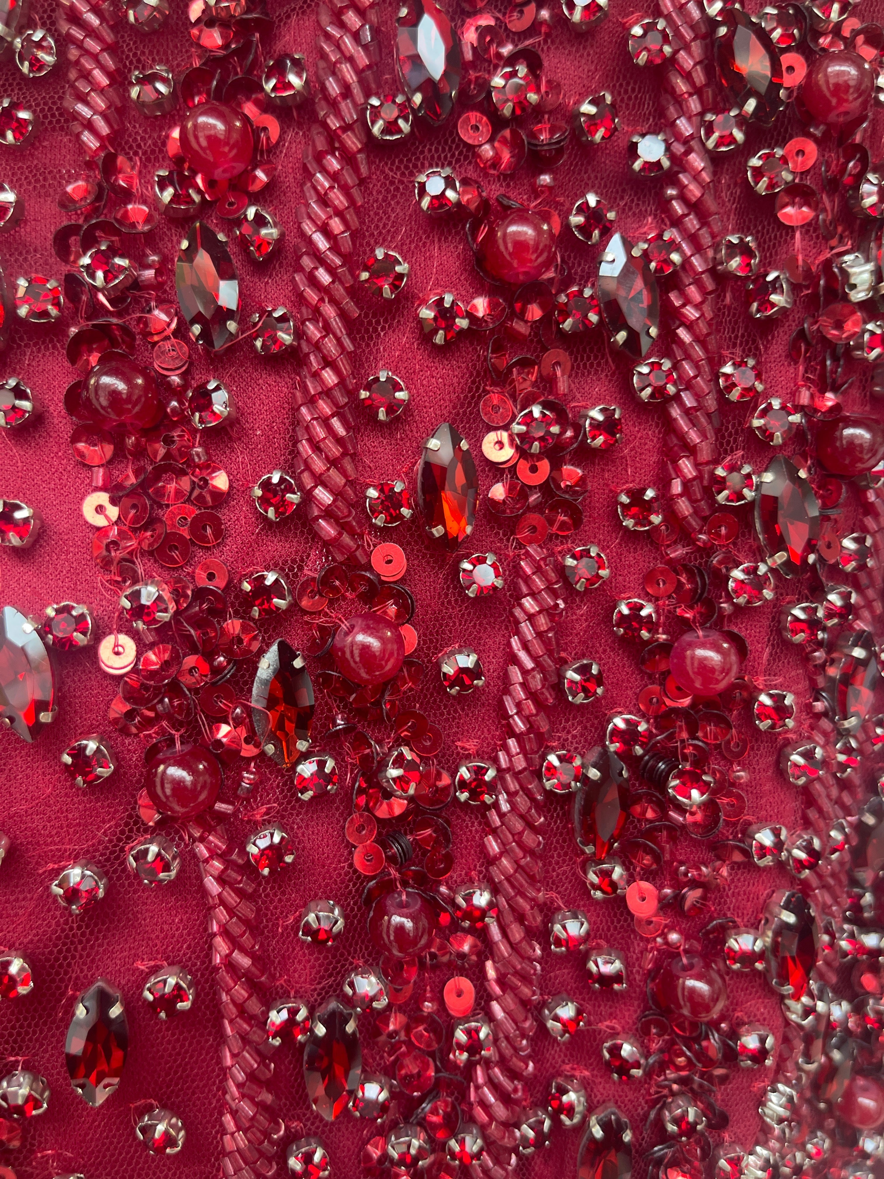 Faramah Drape Sleeves Embellished Fitted Sequin Modest Evening Dress