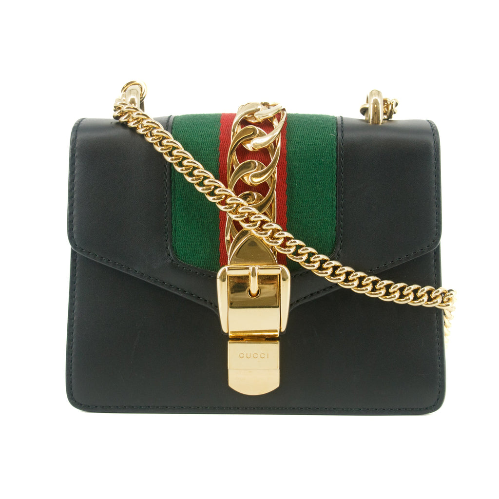 Gucci Black Sylvie  Small Chain Shoulder Bag #7691