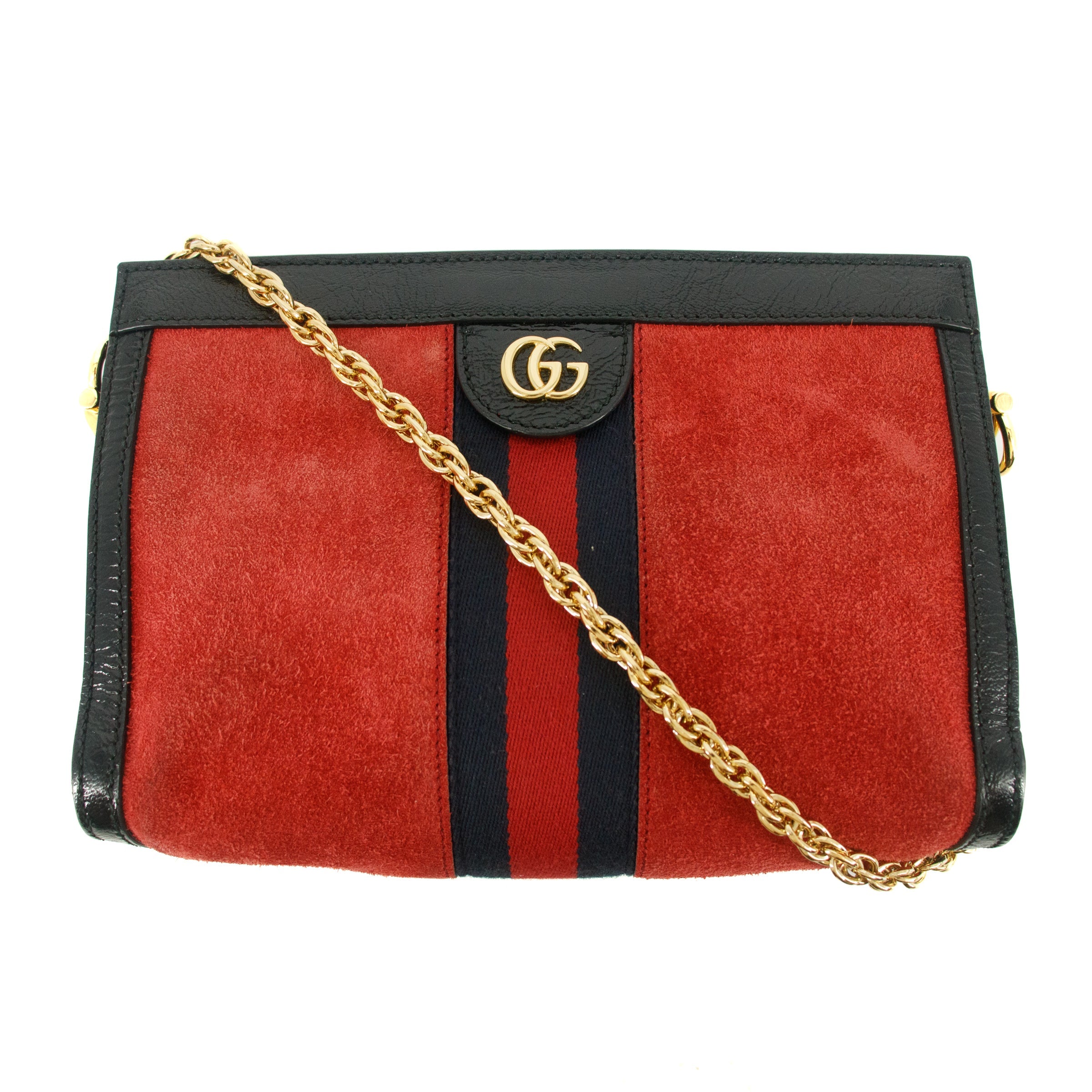 Gucci Red Ophidia Sherry Line GG Marmont Suede x Leather Shoulder Bag #7713