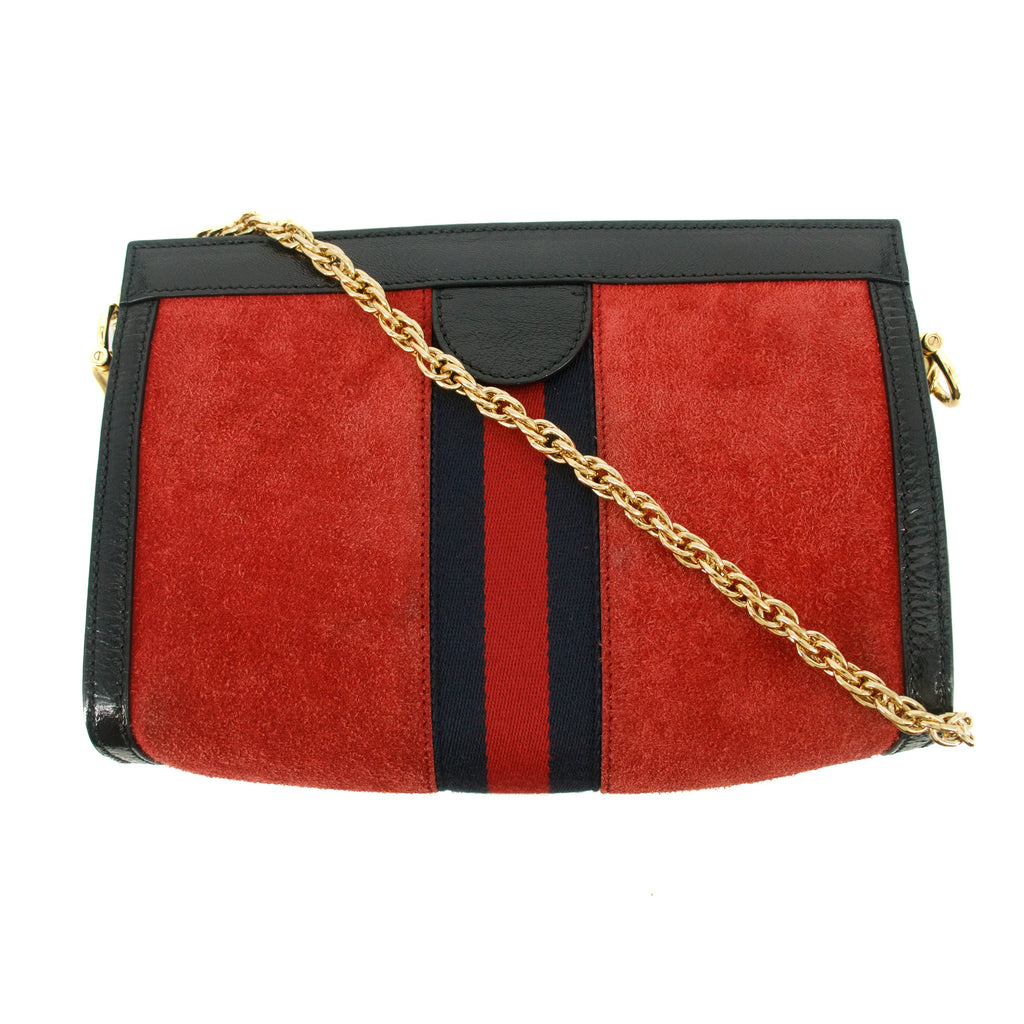 Gucci Red Ophidia Sherry Line GG Marmont Suede x Leather Shoulder Bag #7713