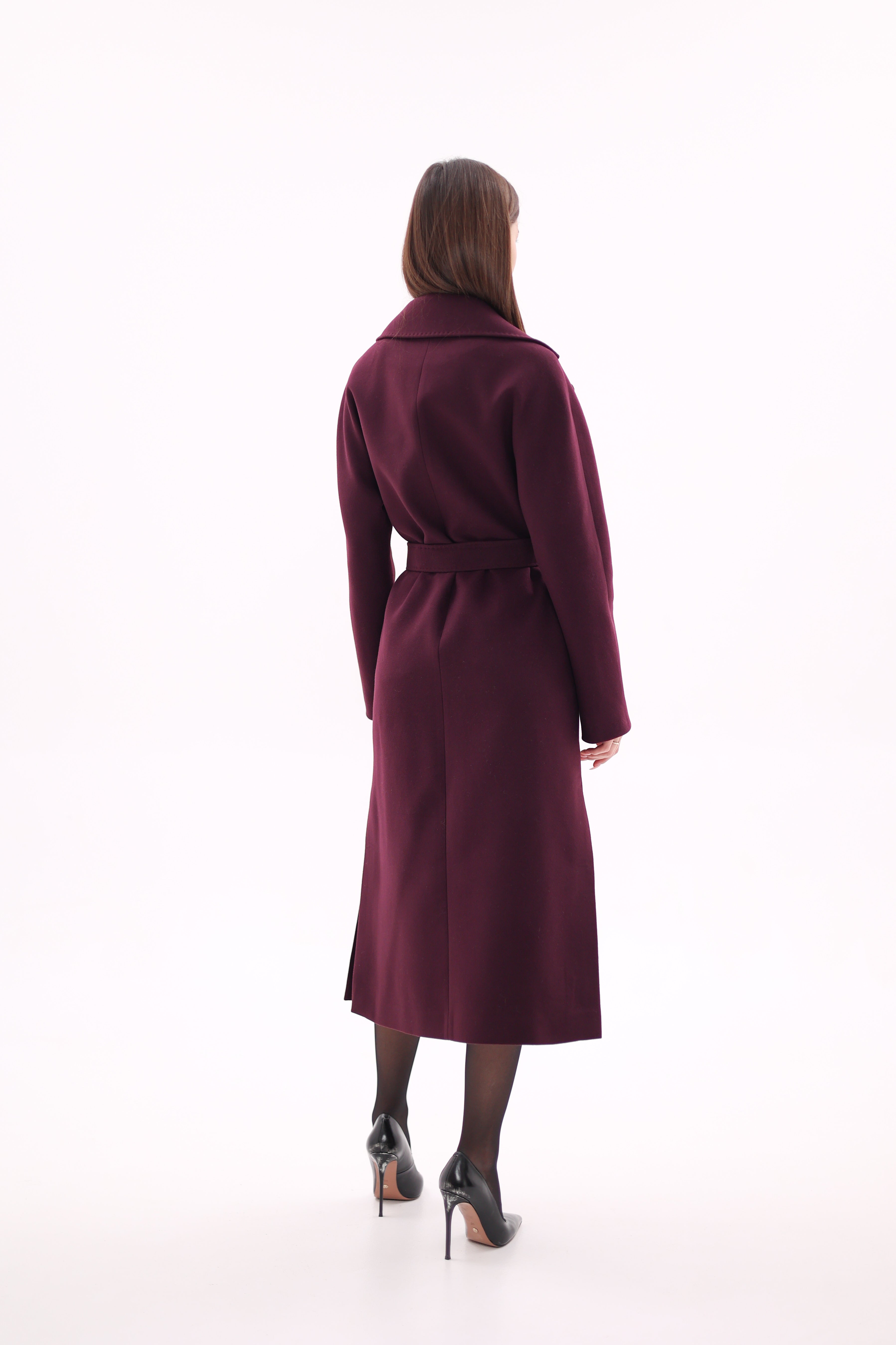 Cambridge Comfort Wraparound Wool Cashmere Coat in Royal Burgundy