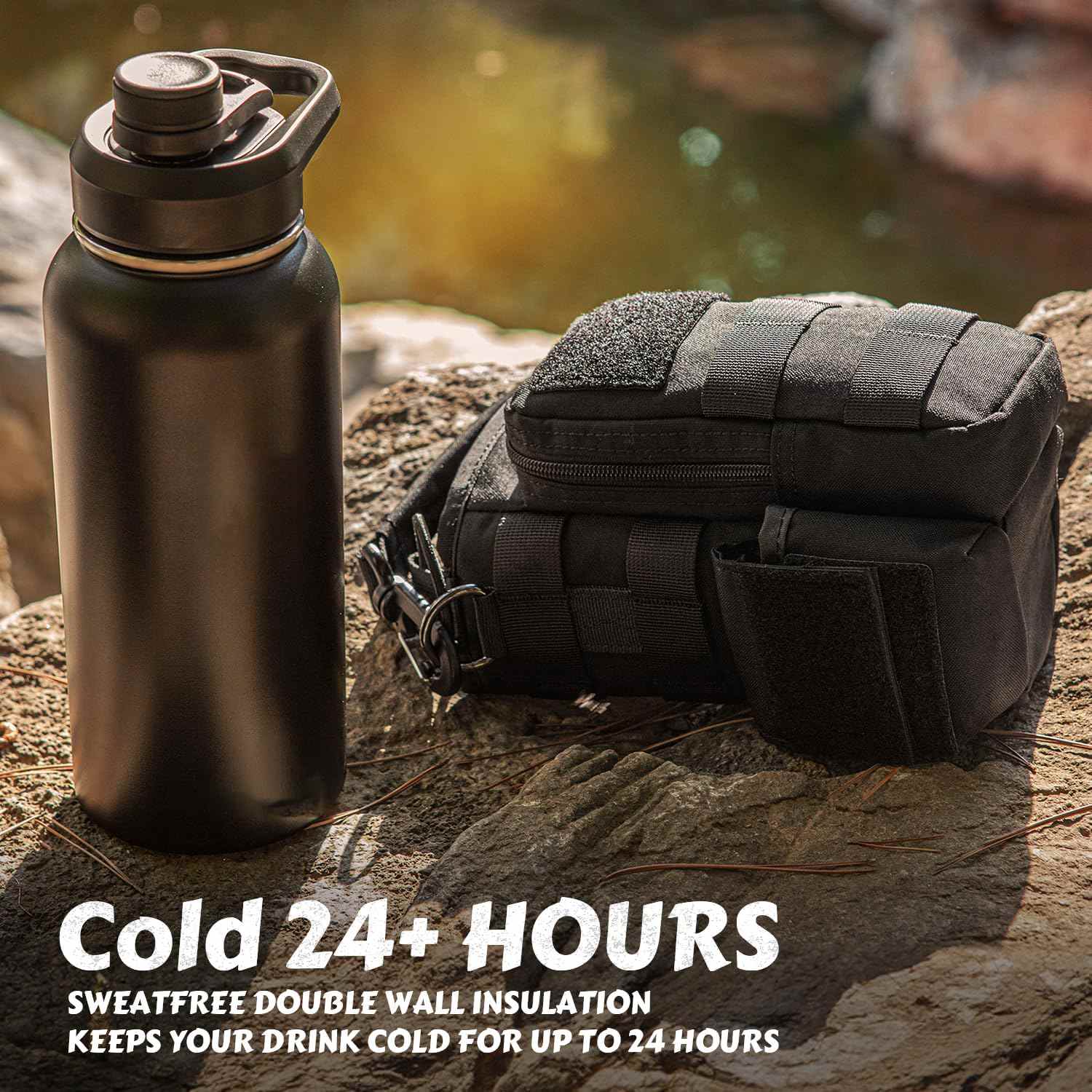 Votagoo 64Oz Half Gallon Stainless Steel Insulated Tactical Water Bottle with Metal Military Water Bottle Tactical Carrier Bag