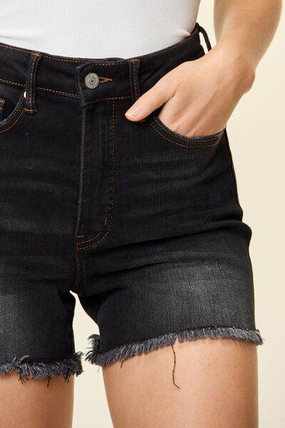 Judy Blue Full Size Tummy Control Fray Hem Women Shorts