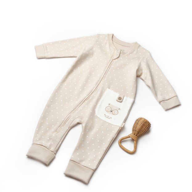 Teddy Brown Onesie Organic Cotton