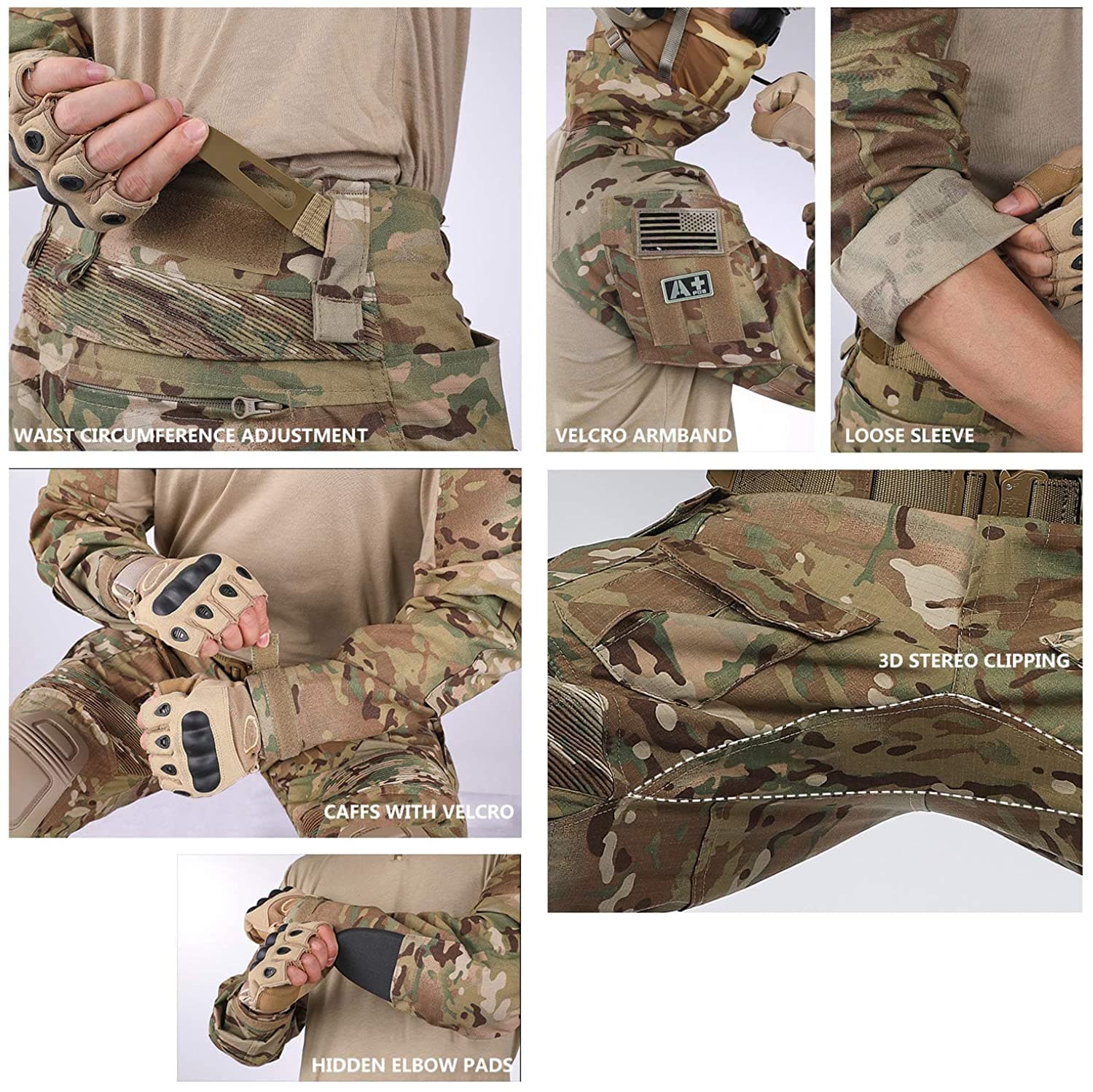 Army Tactical Desert Combat Suits with Knee Pads - G3