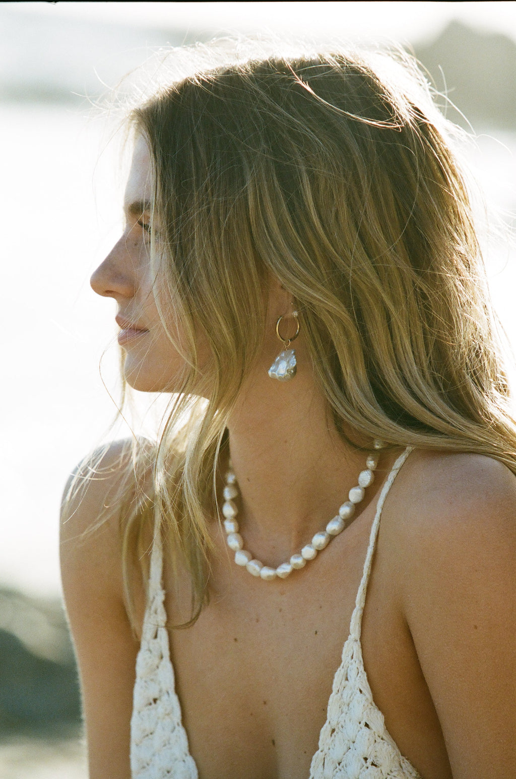 Baroque Pearl Hoop Earrings