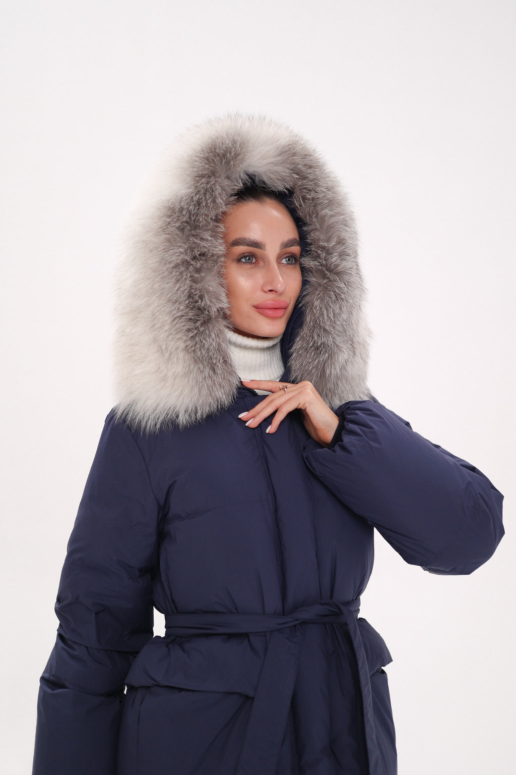 Genuine Silver Fox Down Fill Coat