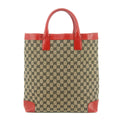 Gucci GG Canvas Brown x Red Tote Bag #8928
