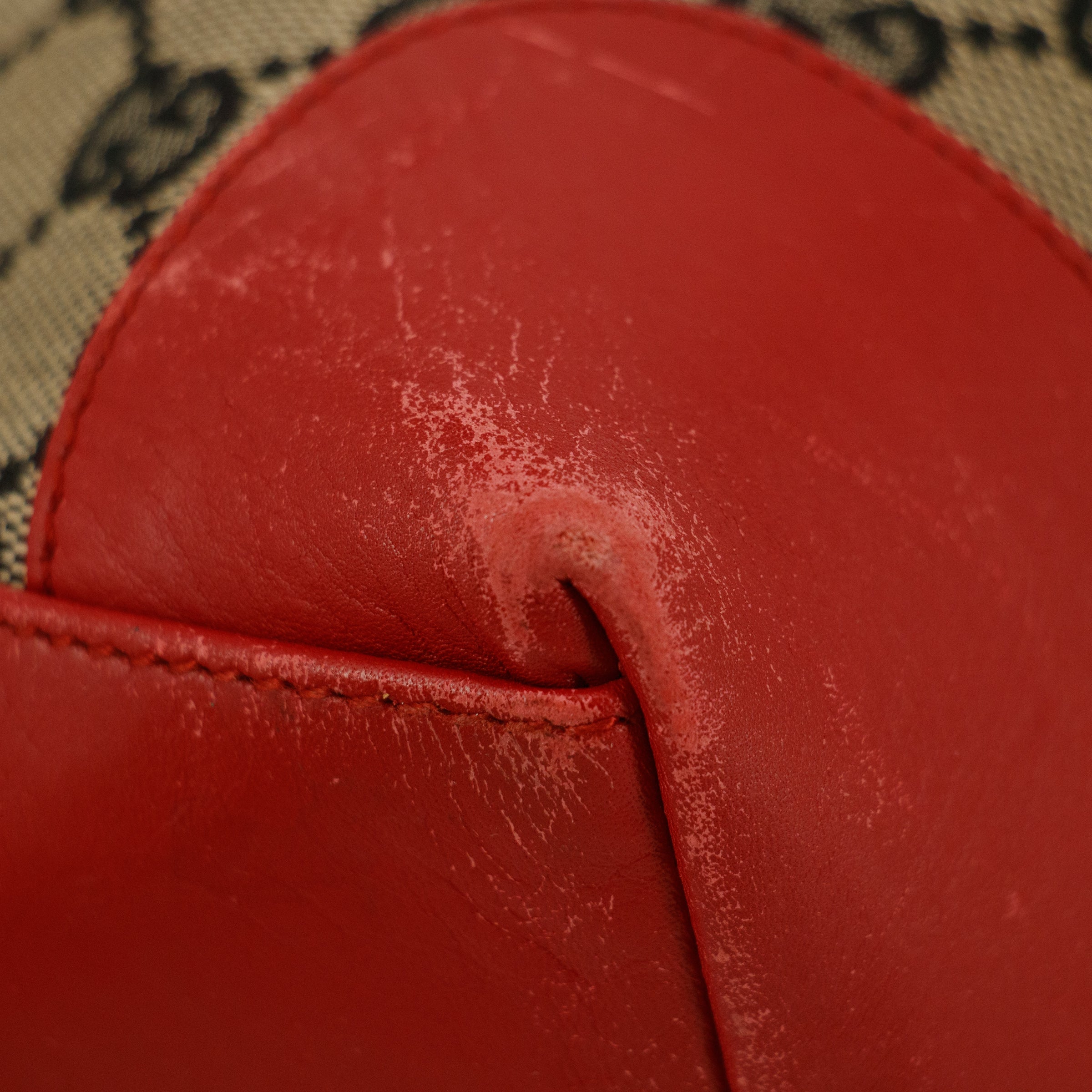 Gucci GG Canvas Brown x Red Tote Bag #8928