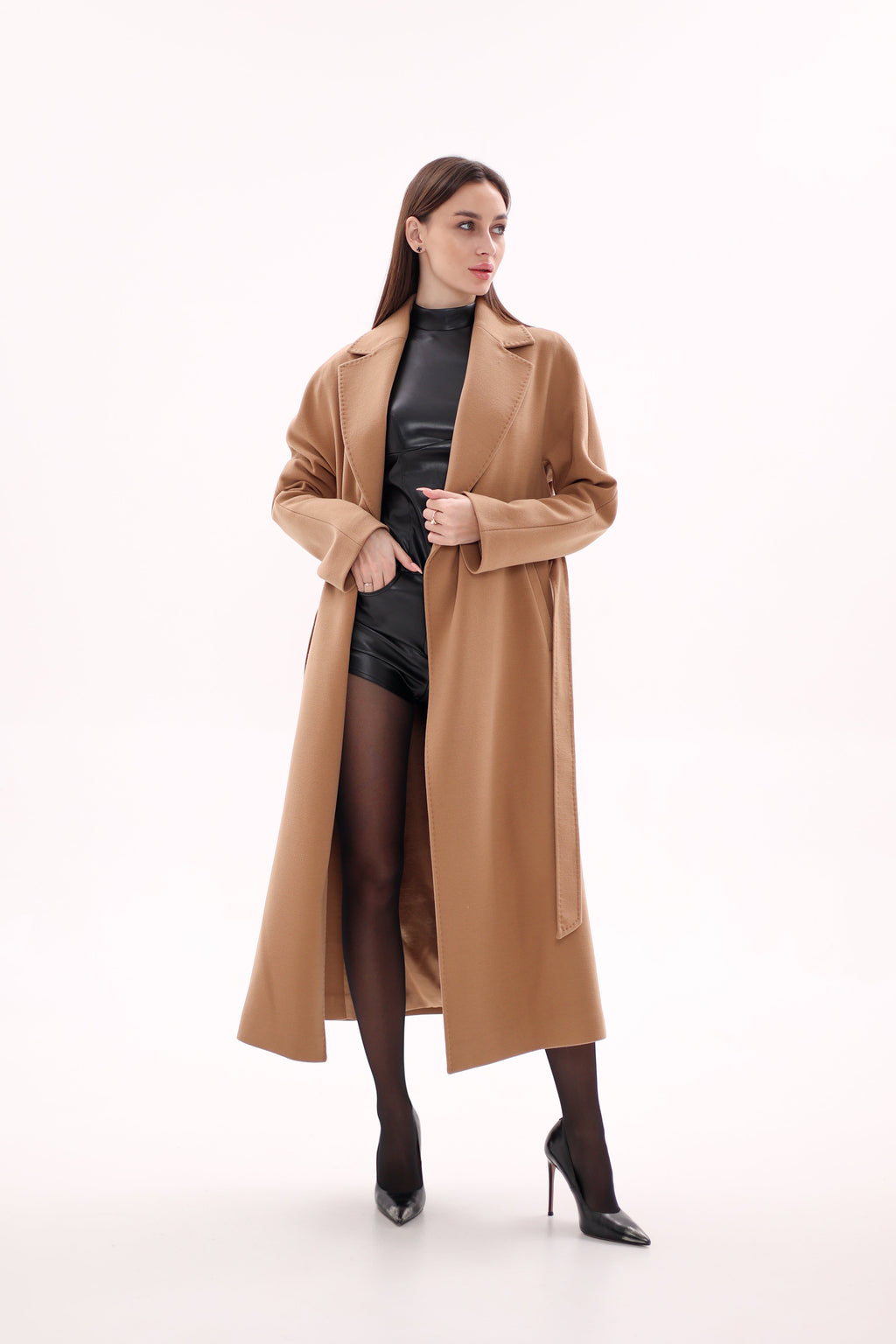 Cambridge Comfort Classic Wraparound Wool Blend Overcoat in Camel