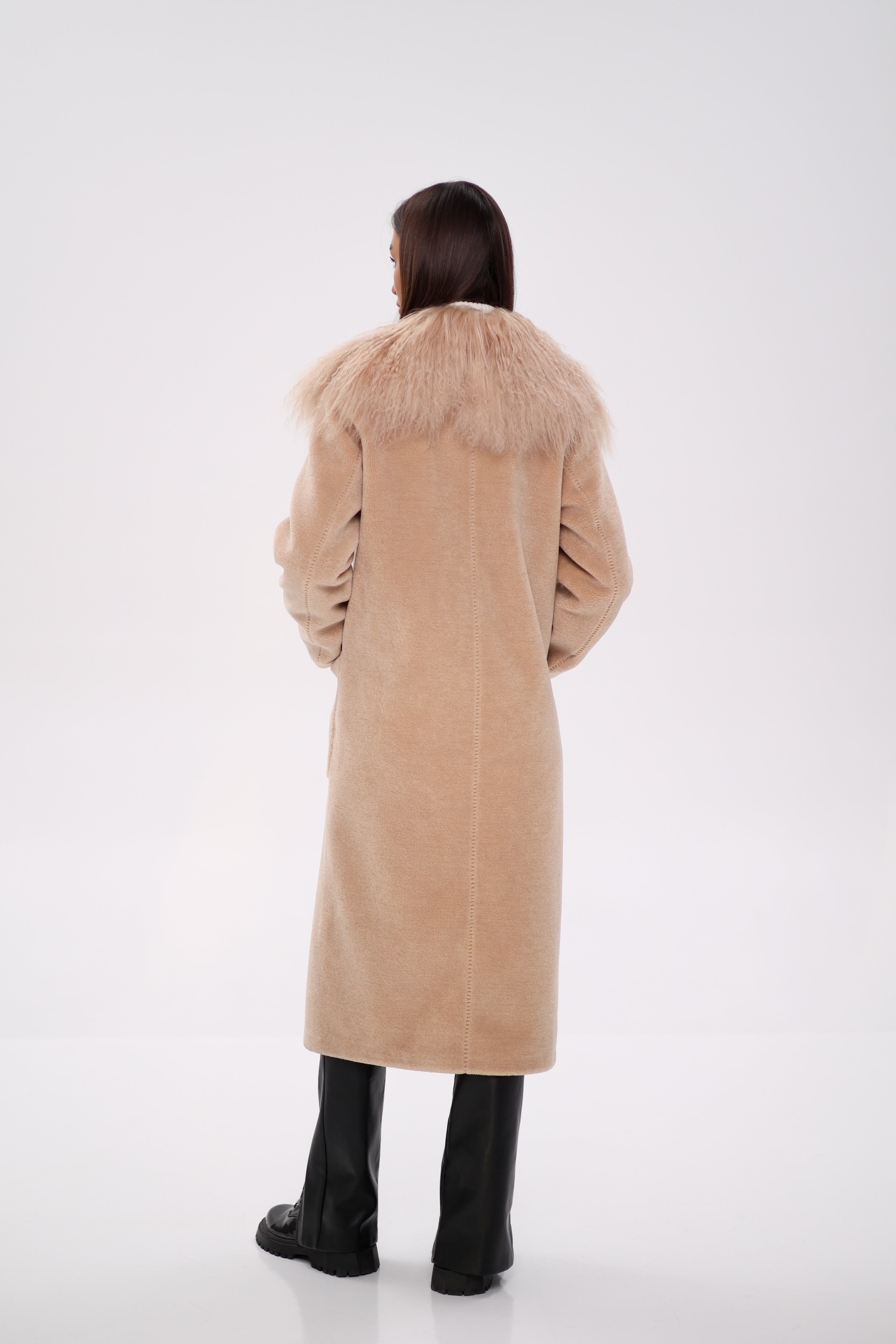 Genuine Lama Fur Virgin Wool Coat
