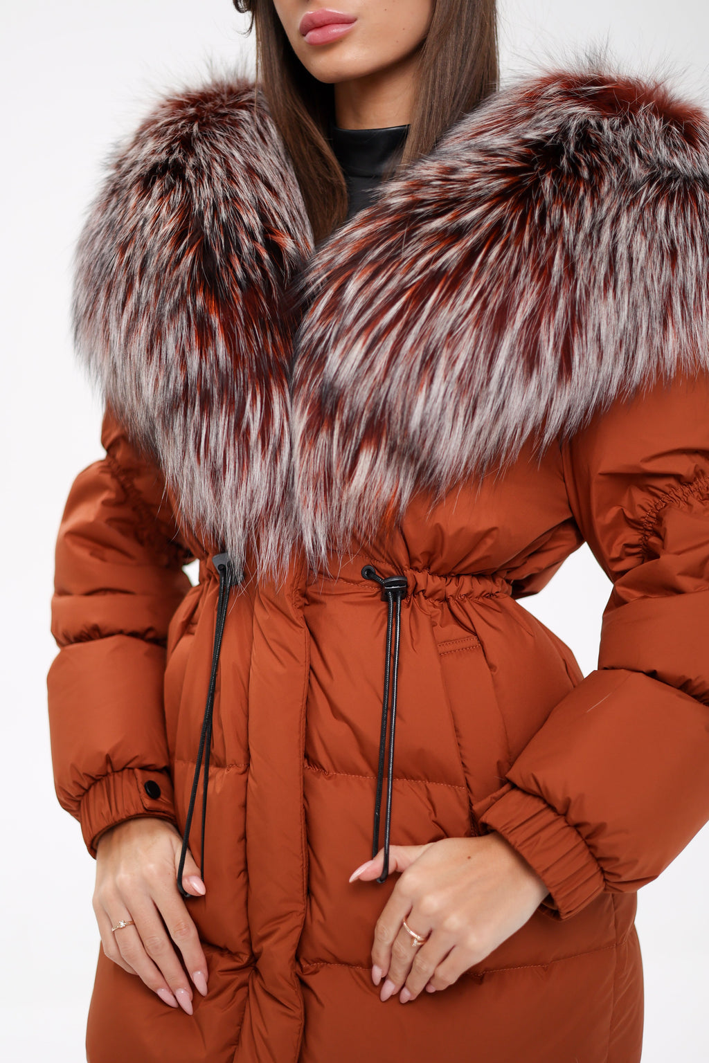 Genuine Silver Fox Fully Lined Hood Down Filled Coat