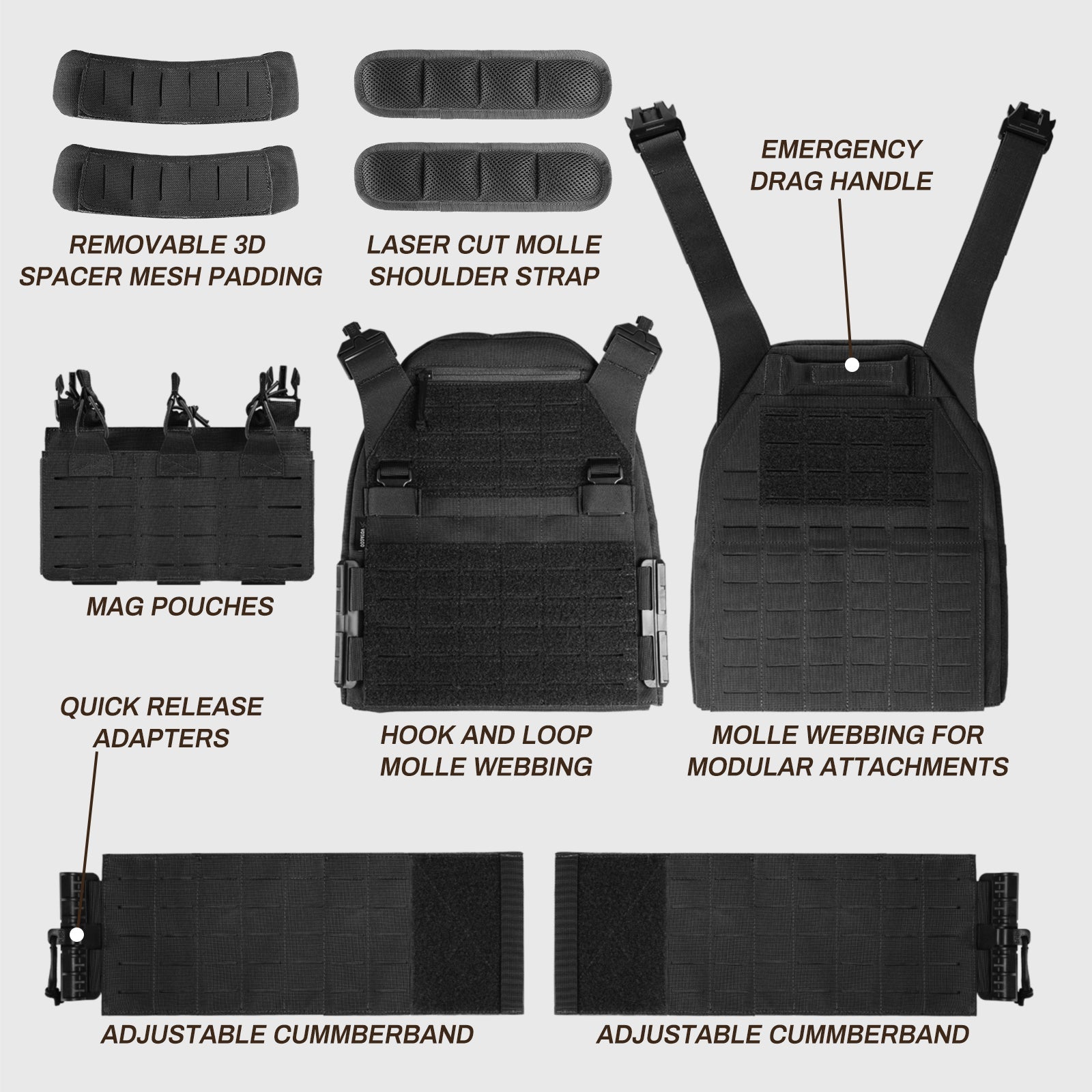 Votagoo 1000D Nylon Military Vest Quick Release Y014 Tactical Vest